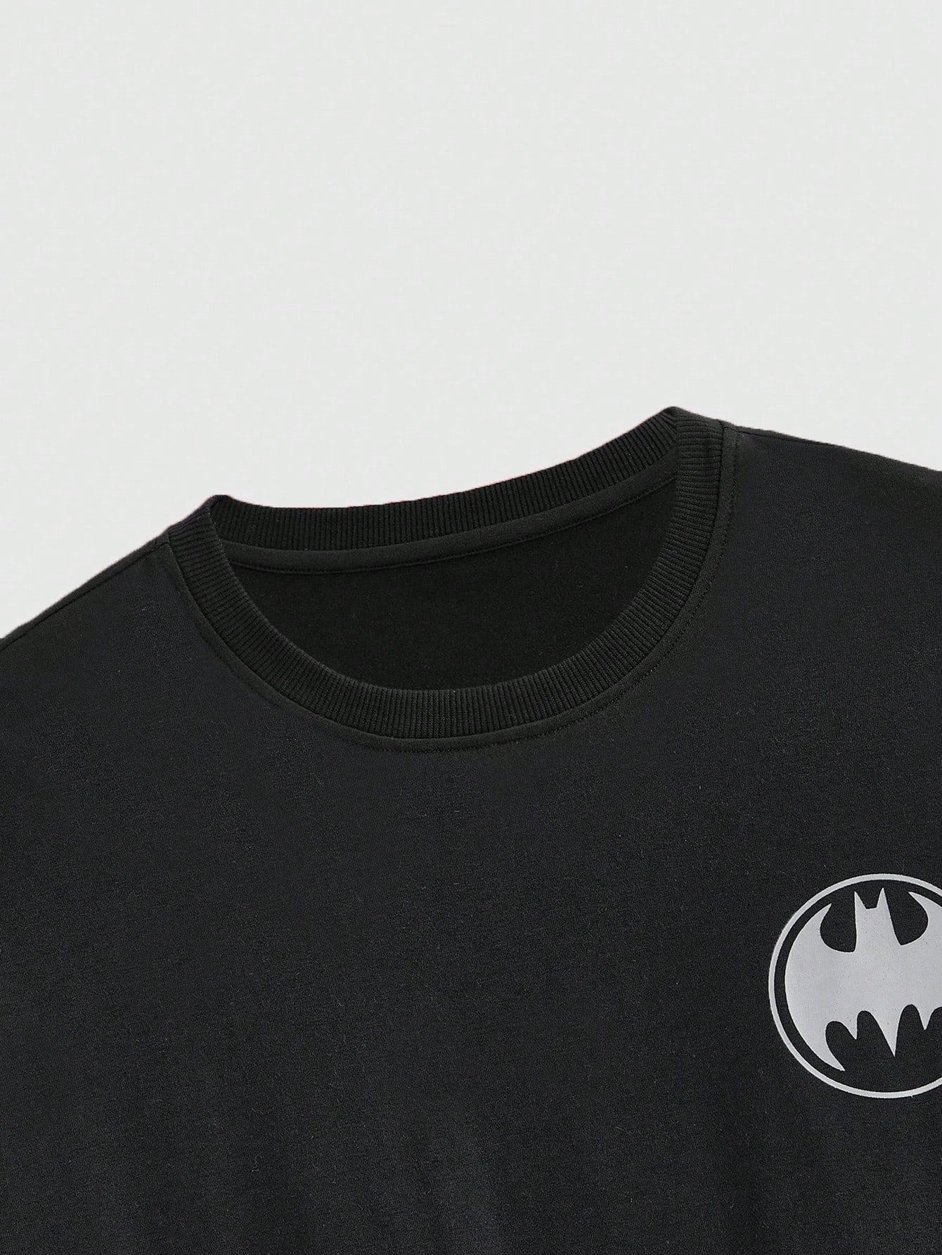 Batman X ROMWE Women's Anime Hero And Letter Graphic Drop Shoulder Oversize Casual Tee , Summer