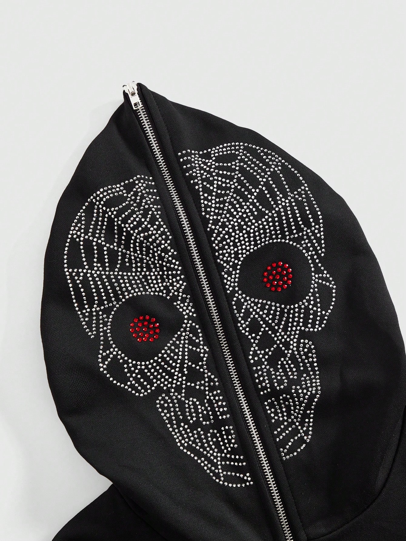 Grunge Punk Punk Skeleton Skull Spider Rhinestone Decor Loose Hooded Sweatshirt Oversized Hoodie For Women