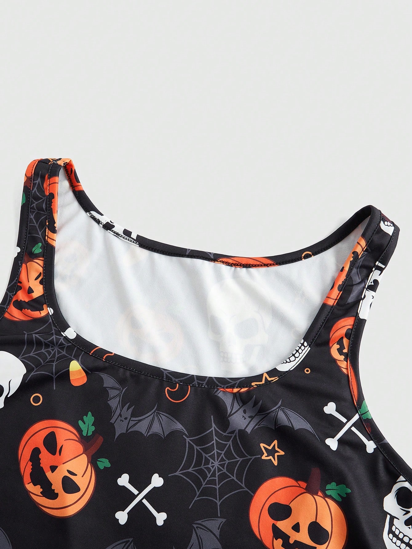 Goth Plus Size Halloween Pumpkin & Skeleton All-Over Print Casual Pajama Set