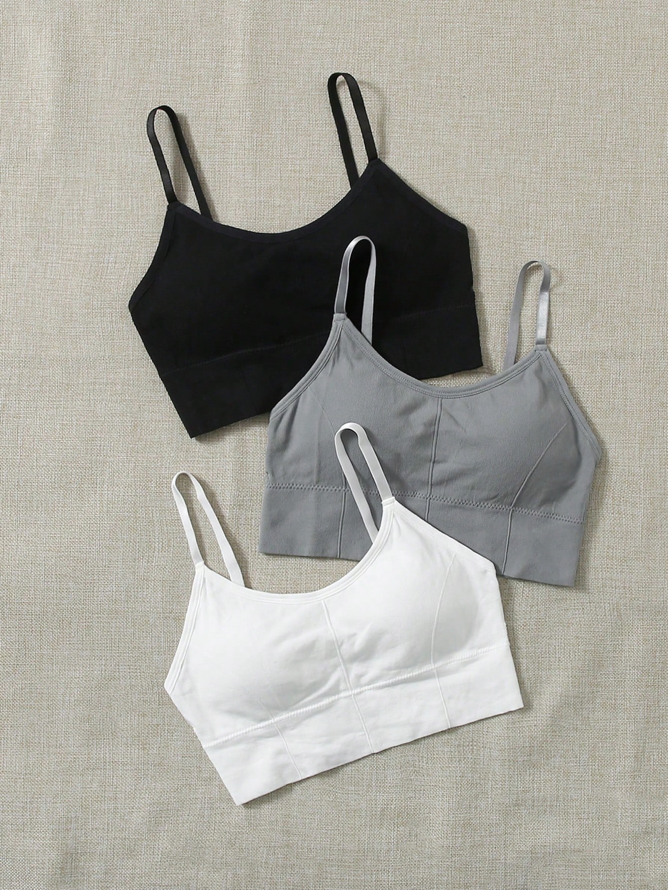 3pcs Medium Support  Solid Sports Bra
