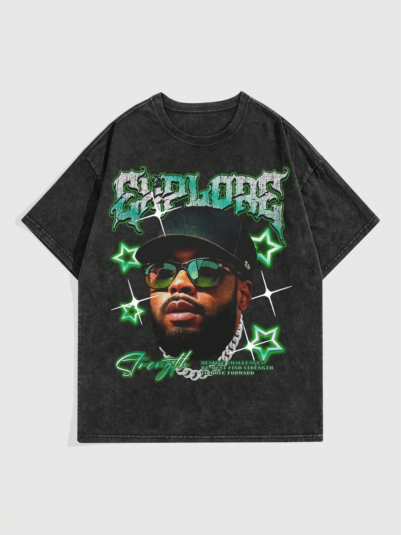 Street Life Snowflake & Letter Print Crew Neck Short Sleeve T-Shirt