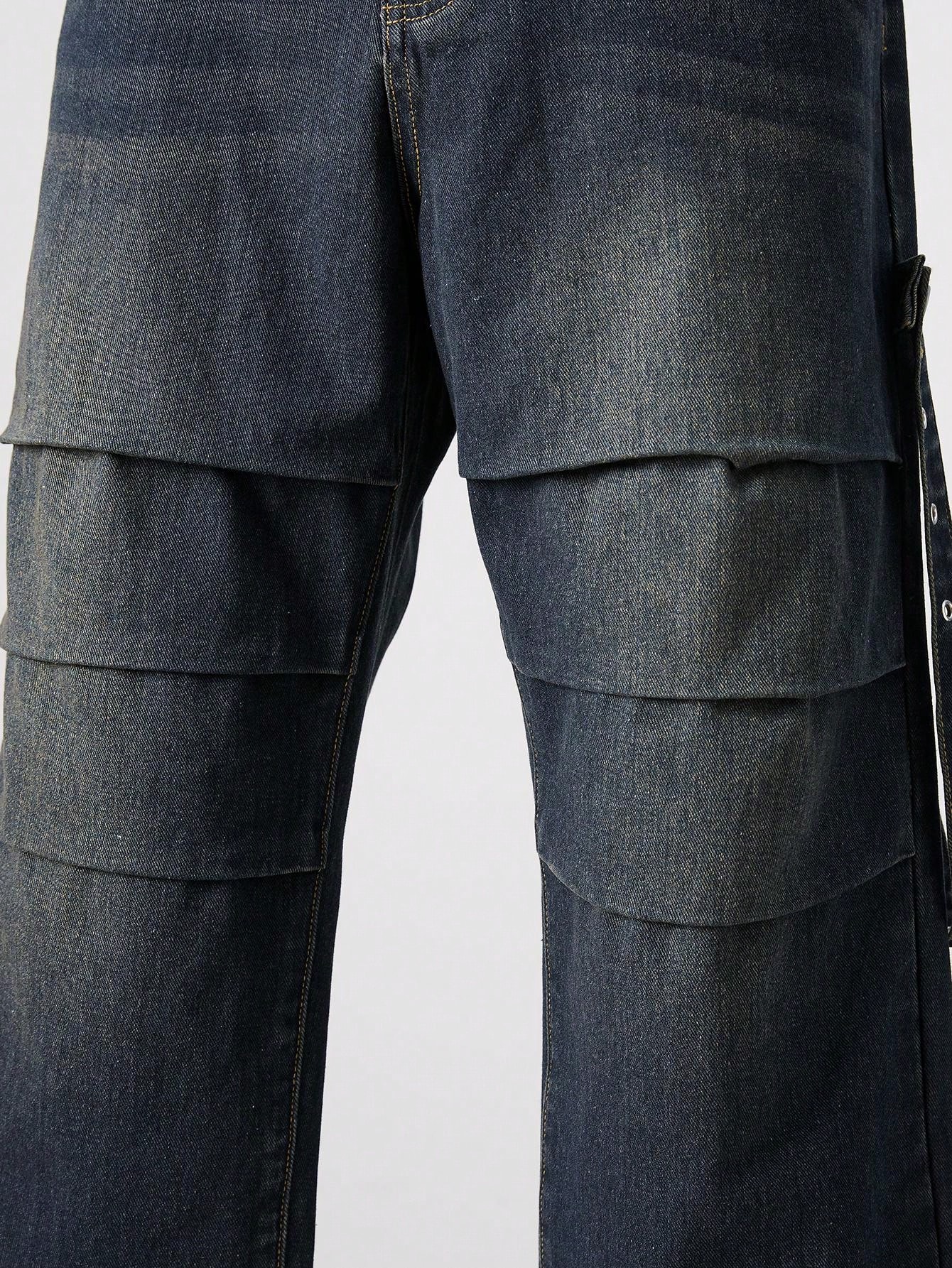 Street Life Men's Solid Color Casual Loose Fit Pocket Jeans