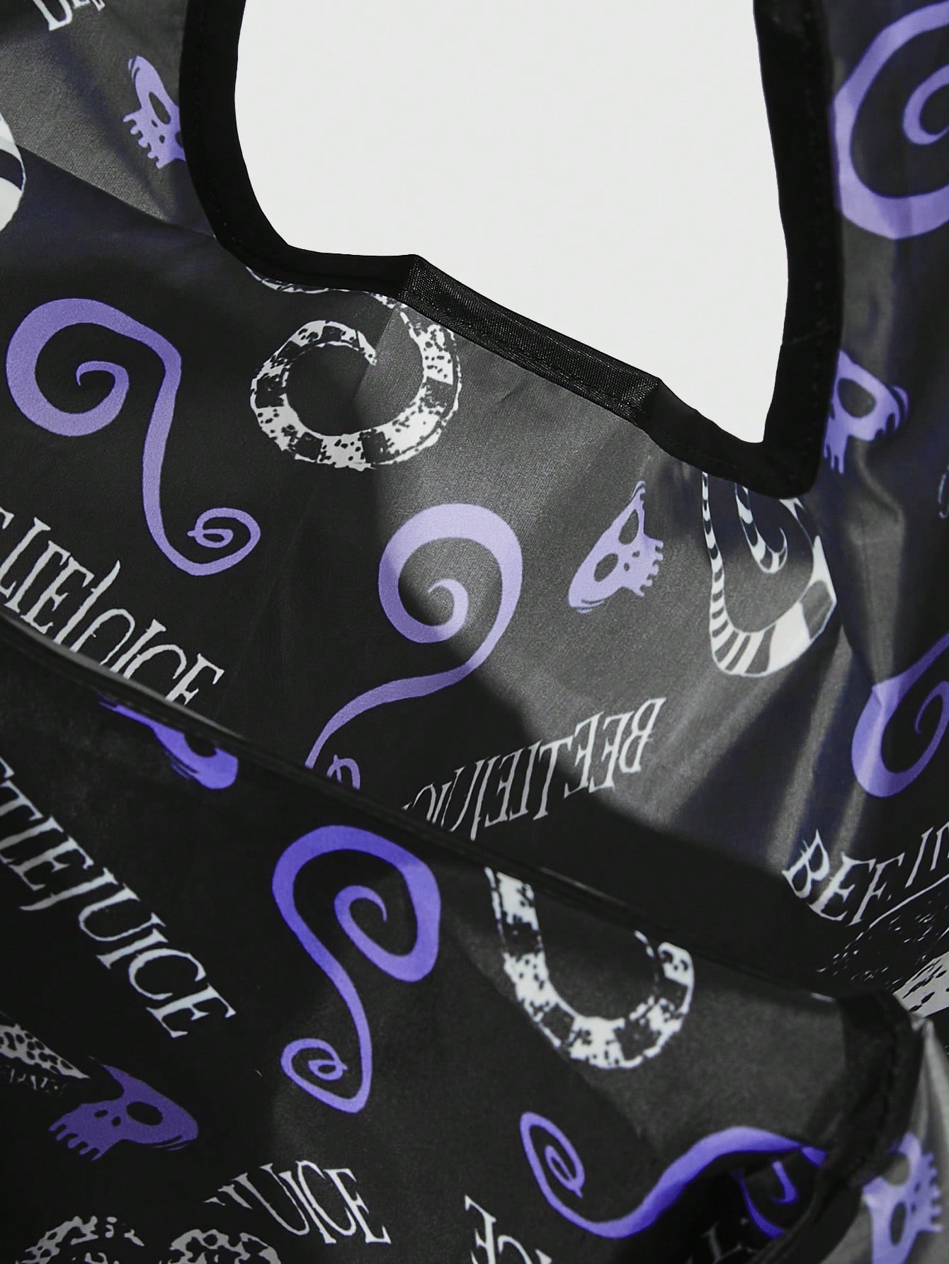 Beetlejuice | ROMWE Cartoon & Letter Print Storage Bag, Large Capacity Foldable Tote Bag With Coin Purse