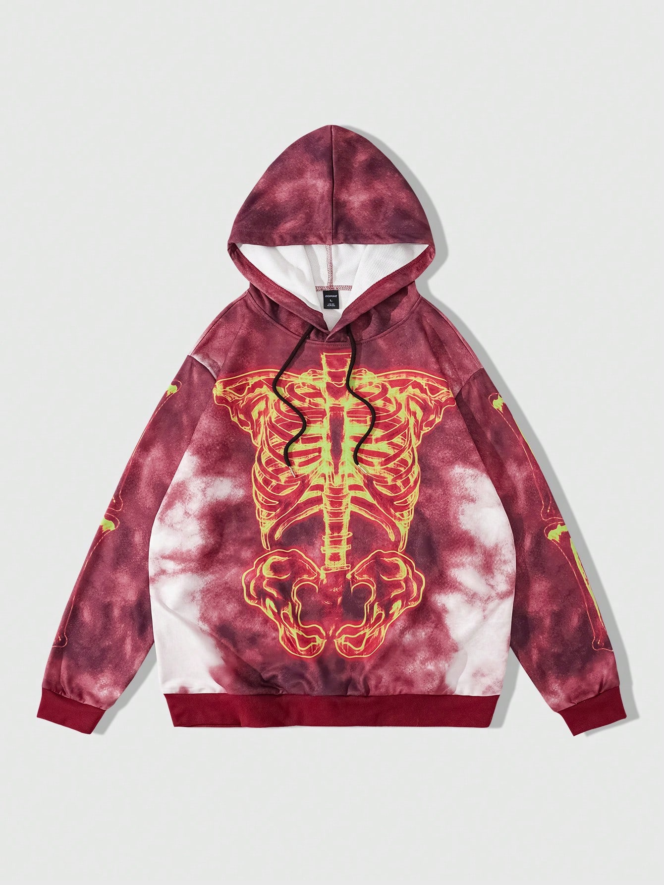 Street Life Men's Autumn/Winter Skeleton Print Drawstring Hooded Casual Sweatshirt