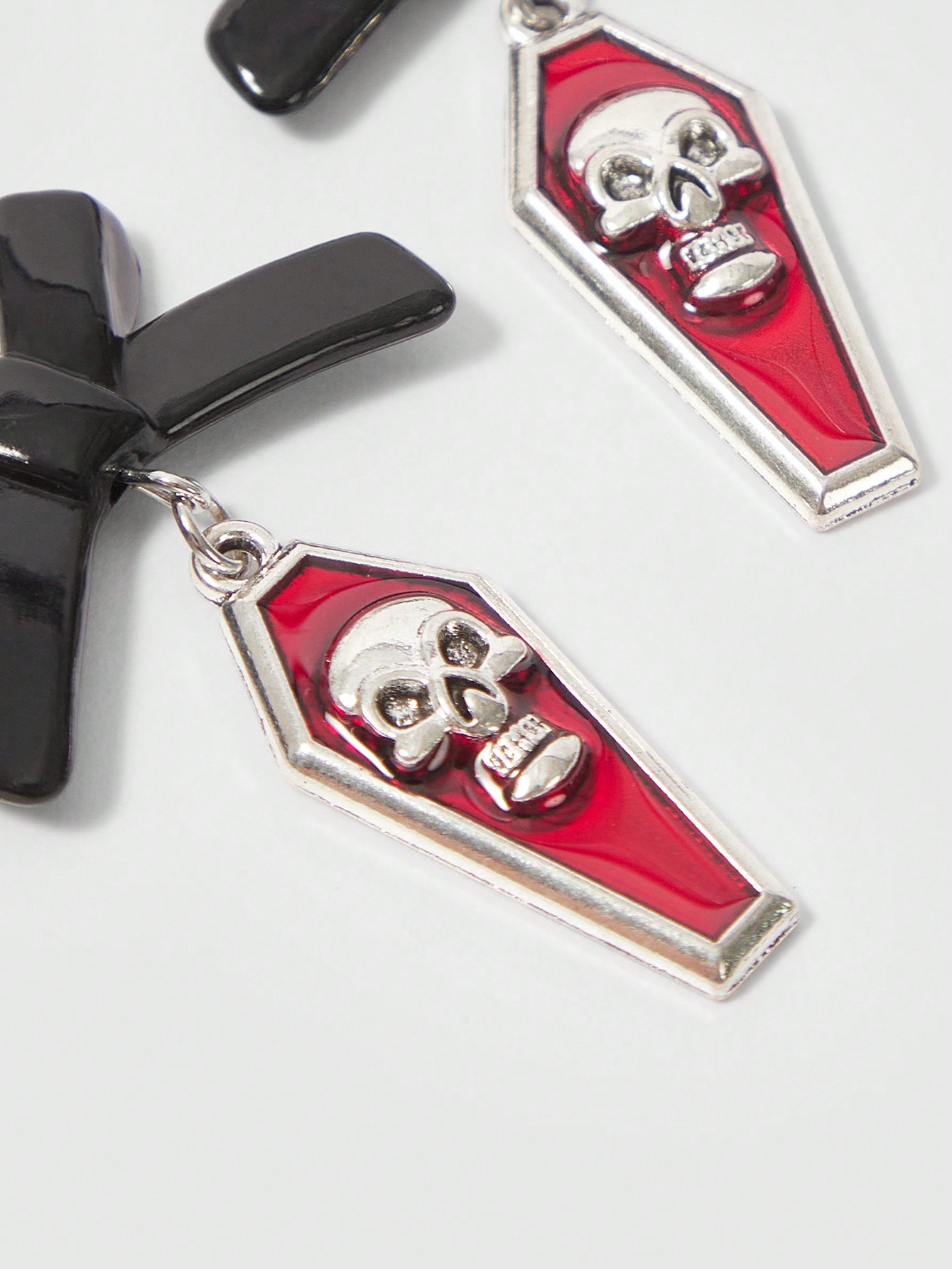 Goth 1 Pair Gothic Bowknot Skull Earrings For Women