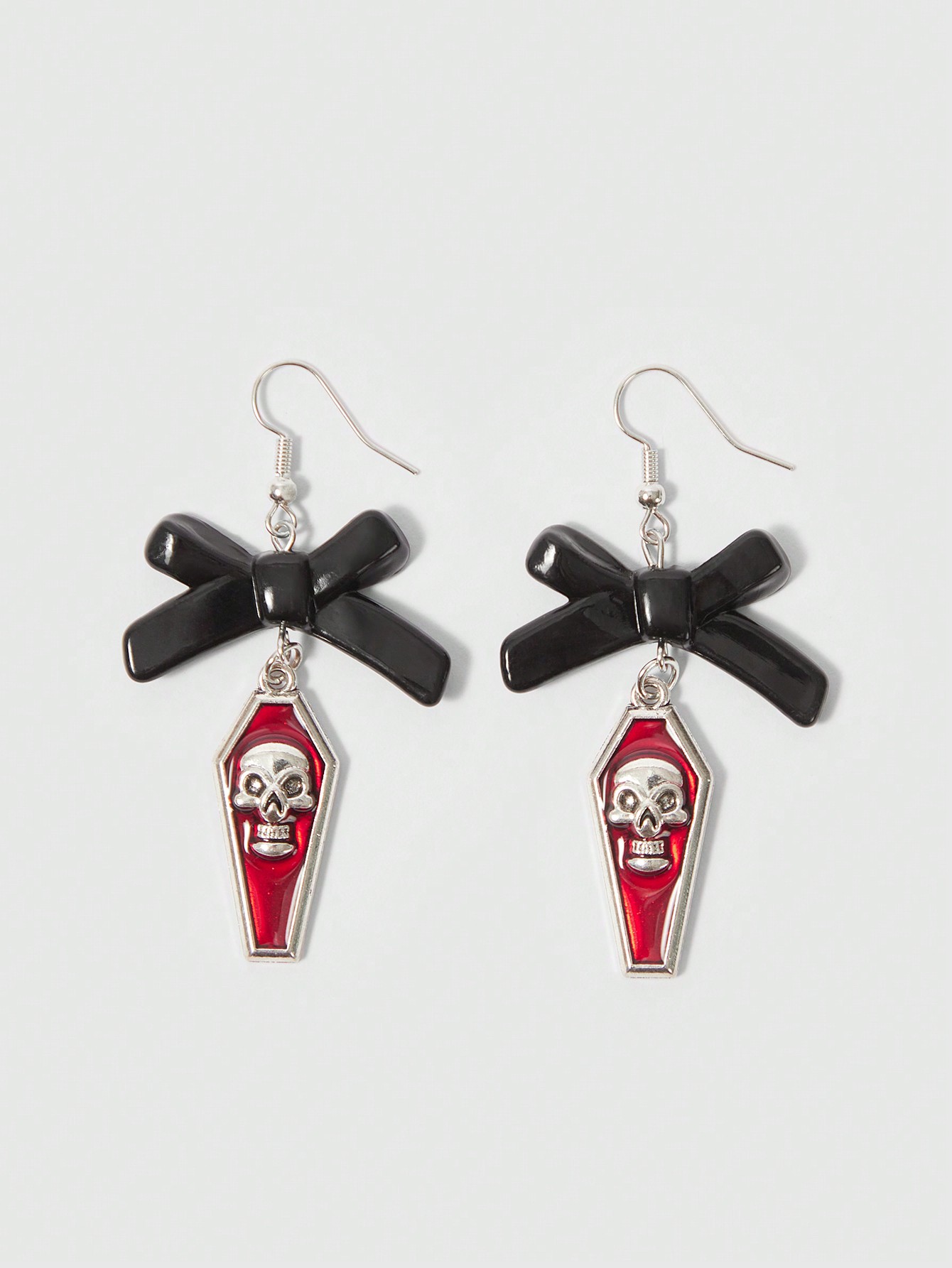 Goth 1 Pair Gothic Bowknot Skull Earrings For Women
