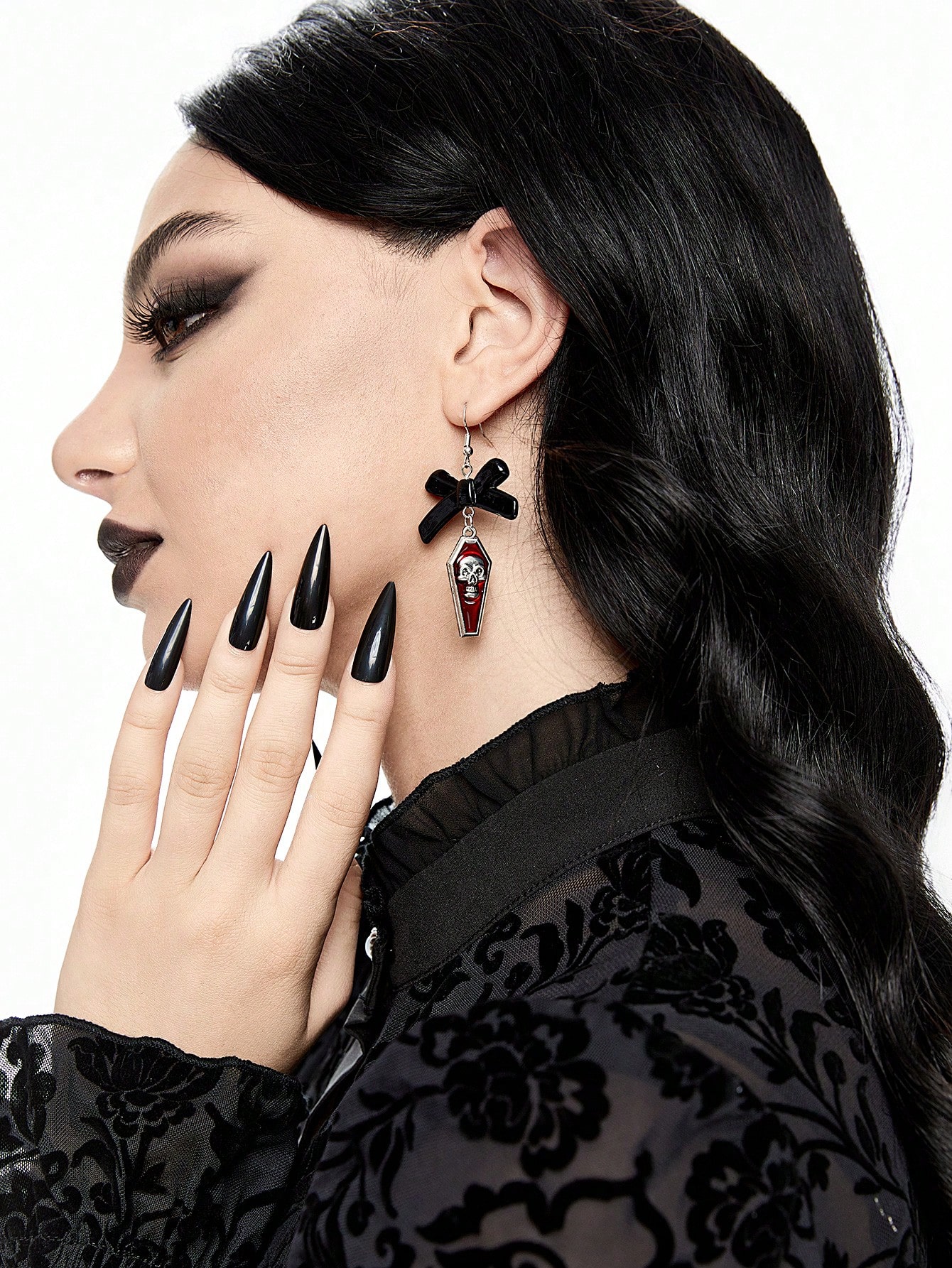 Goth 1 Pair Gothic Bowknot Skull Earrings For Women