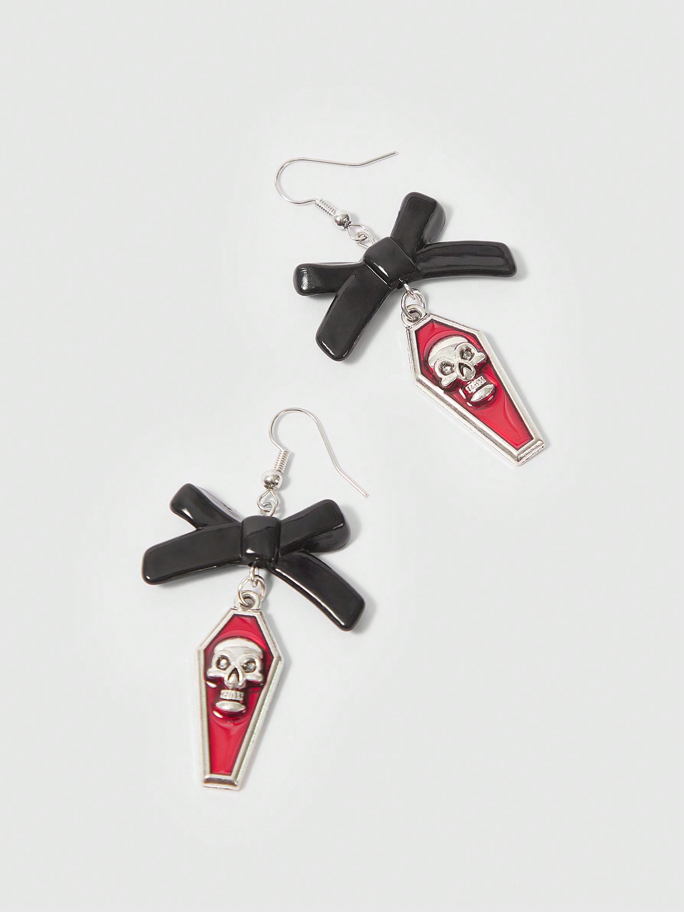 Goth 1 Pair Gothic Bowknot Skull Earrings For Women