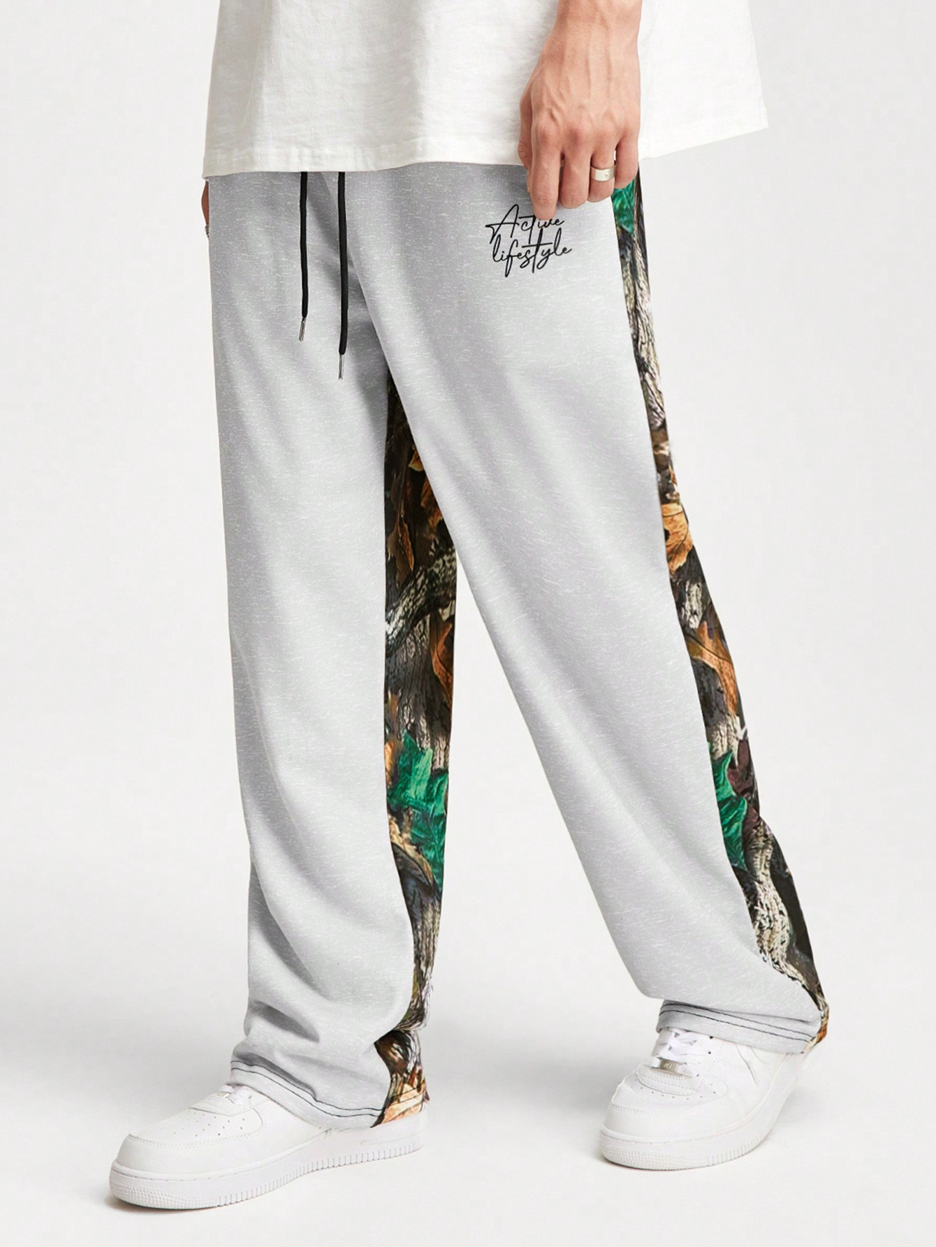 Street Life Men's Front Tie All Over Camo Print Casual Sweatpants