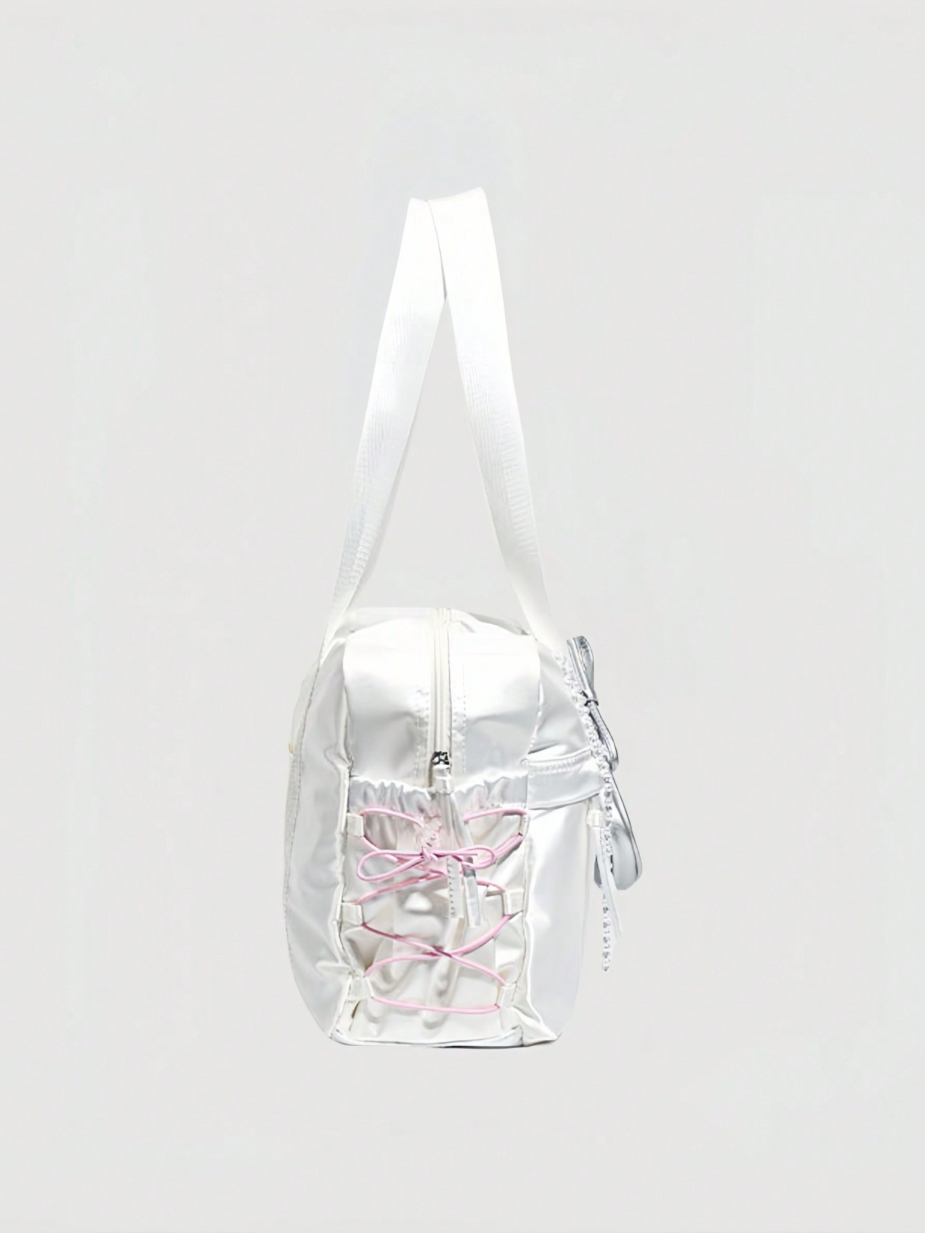 Kawaii Women's Fashionable Urban Minimalist Tote Bag Outdoor Casual Versatile Commuter Large Capacity Shoulder Bag With Pearl Chain Strap Clutch