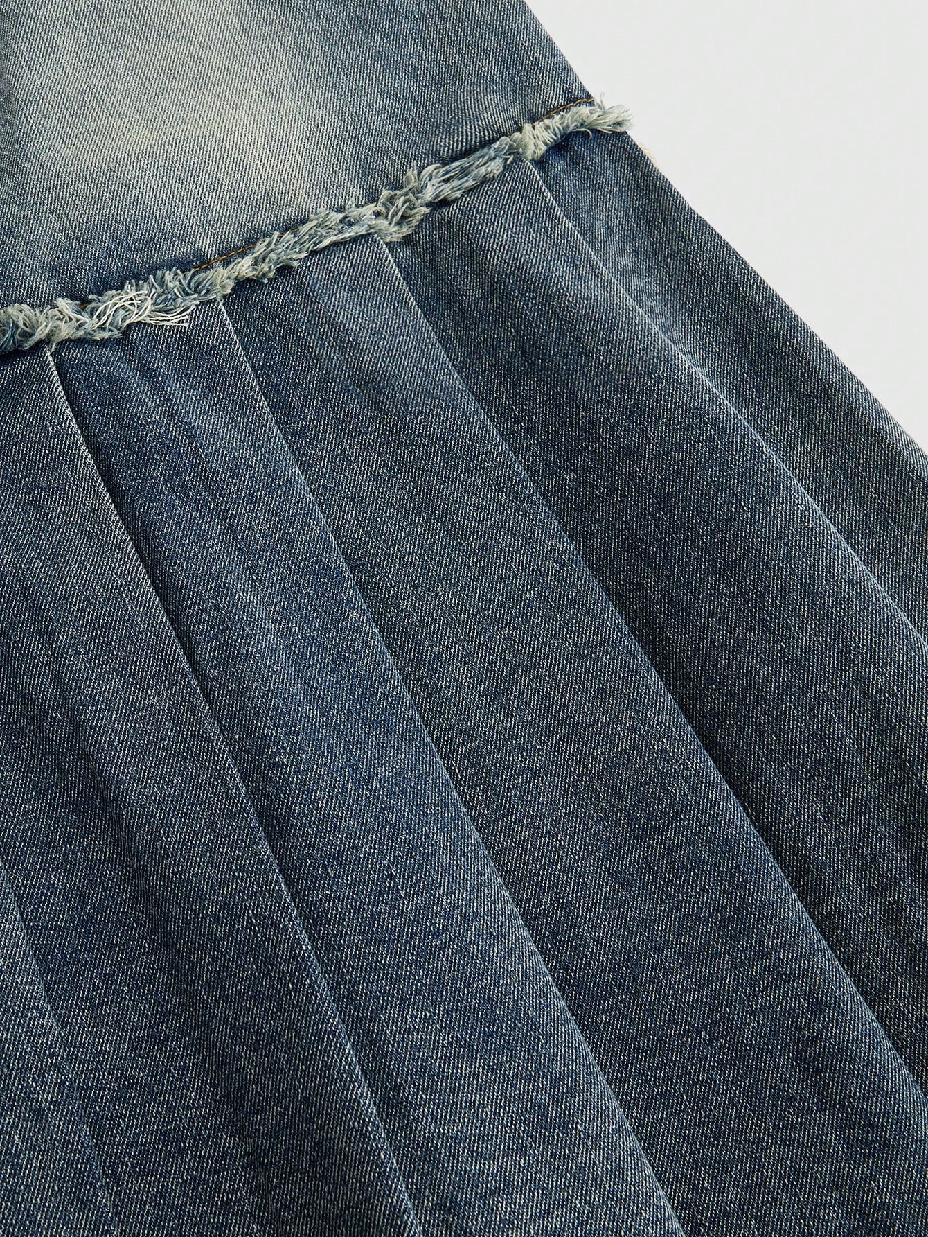 Hippie Embroidered Vintage High Waist Denim Skirt With Ruffled Hem, Unique Butterfly Shiny Decor, Bohemian Style