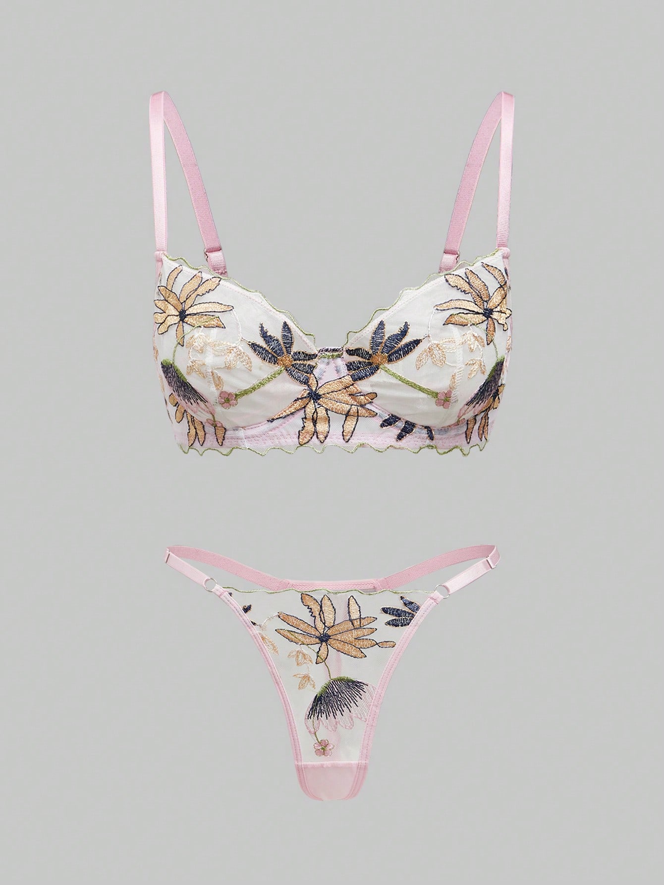 Fairycore Women's Embroidered Sexy Lingerie Set