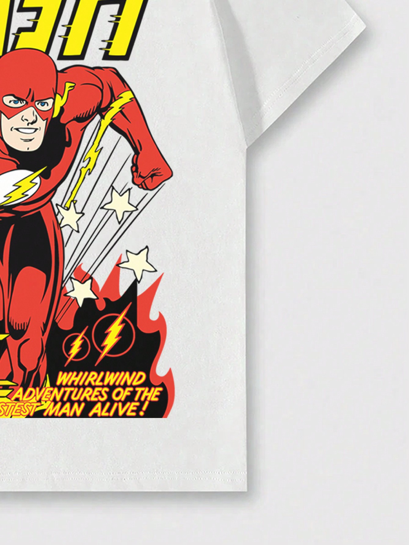 THE FLASH X ROMWE Men's Casual Anime Hero Character & Slogan Printed Oversized T-Shirt, Summer,Graphic Tee
