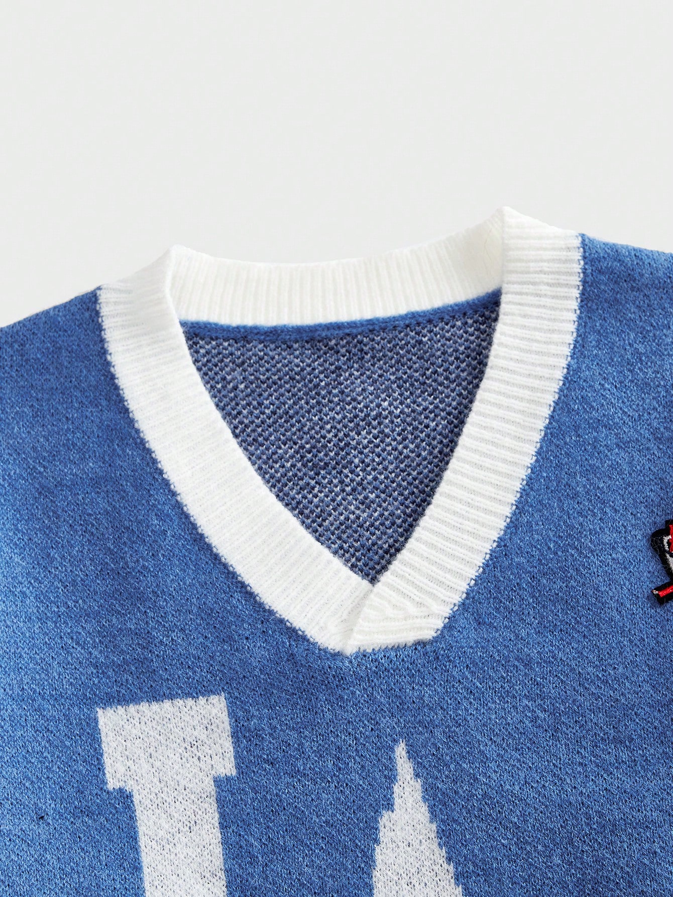 Street Life Men V-Neck Contrast Color Letter & Stripe Pattern Long Sleeve Sweater