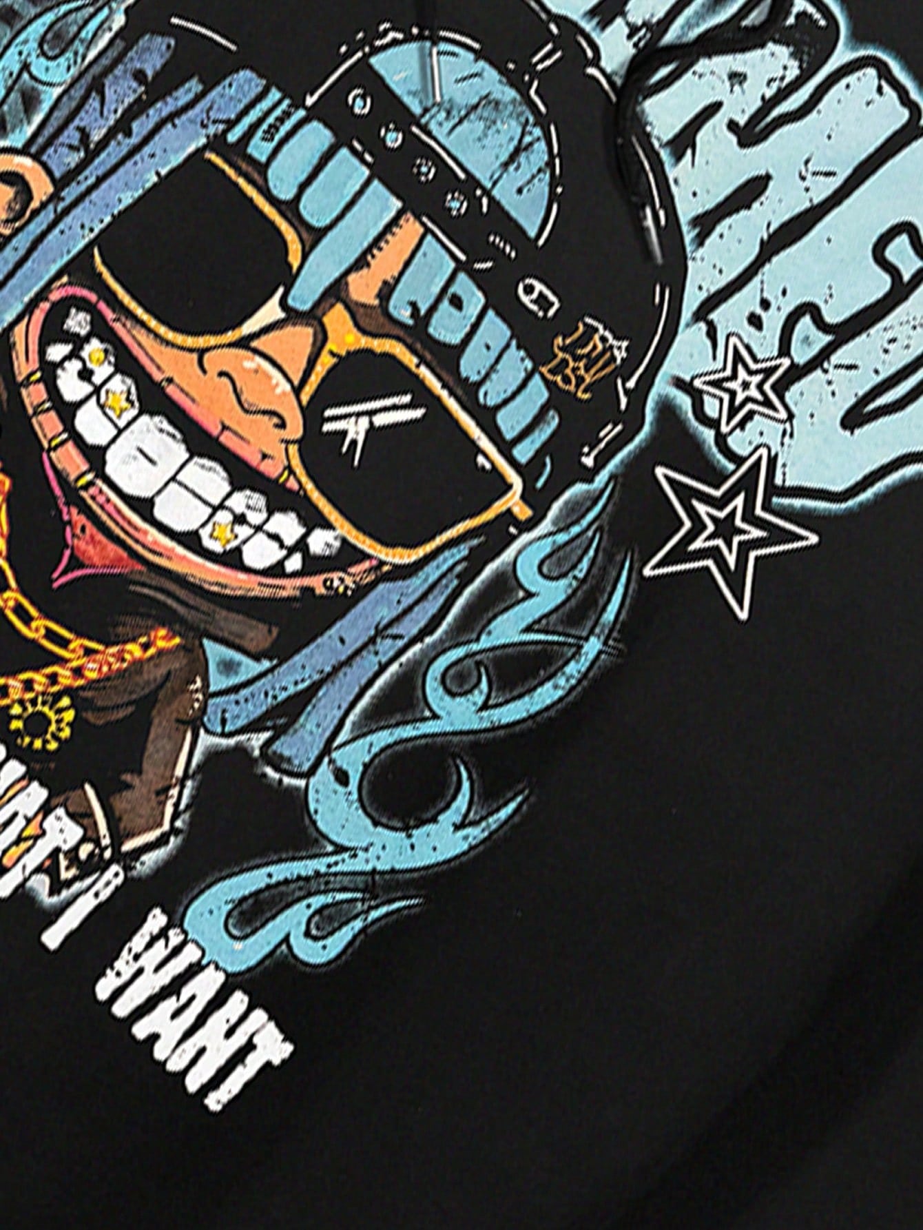Street Life Men's Casual Slogan & Cartoon Printed Long Sleeve Hooded Sweatshirt, Autumn Winter