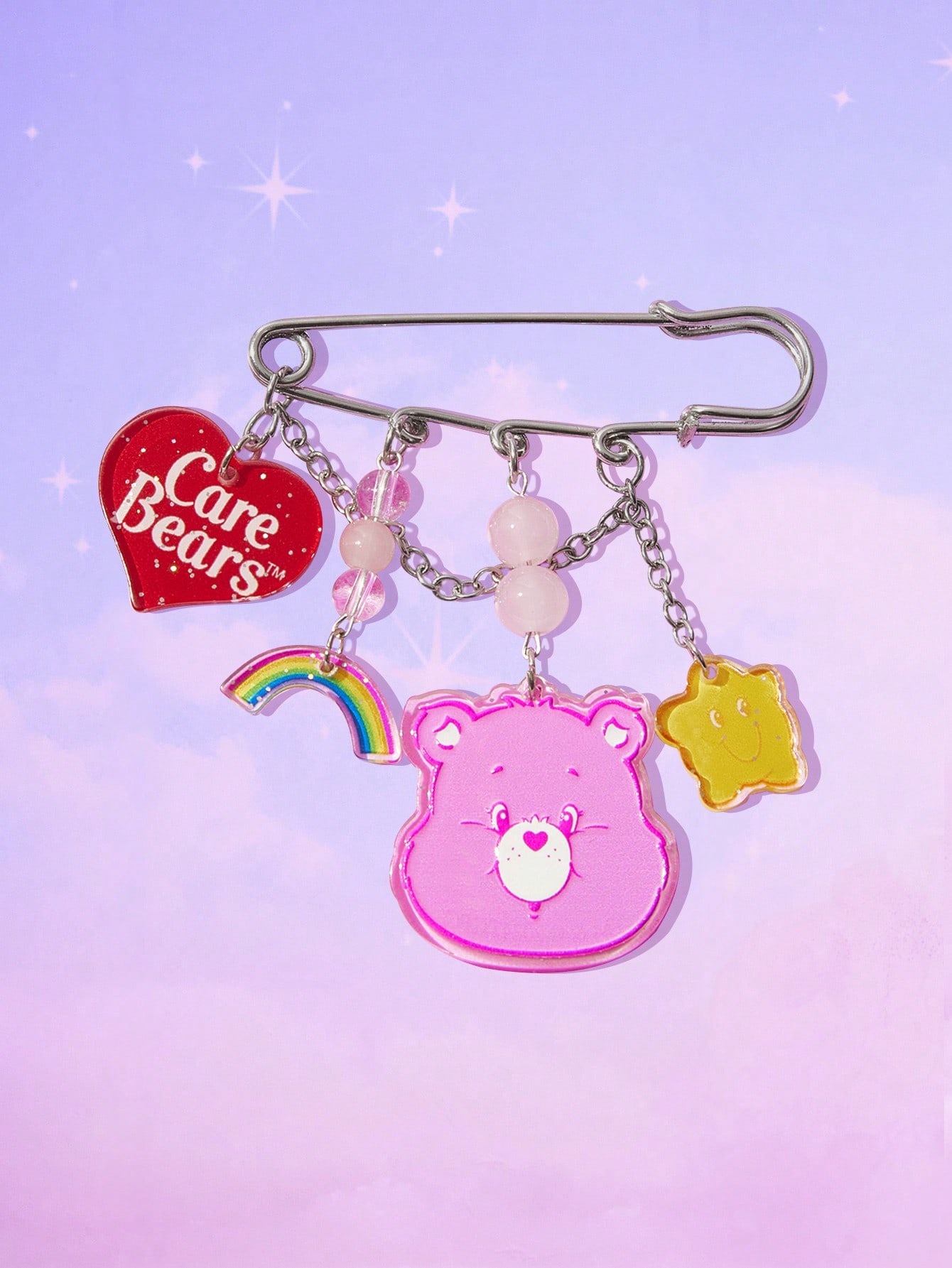 ROMWE X Care Bears 1pc Cute Heart, Rainbow, Star Decoration Brooch For Women, Valentines