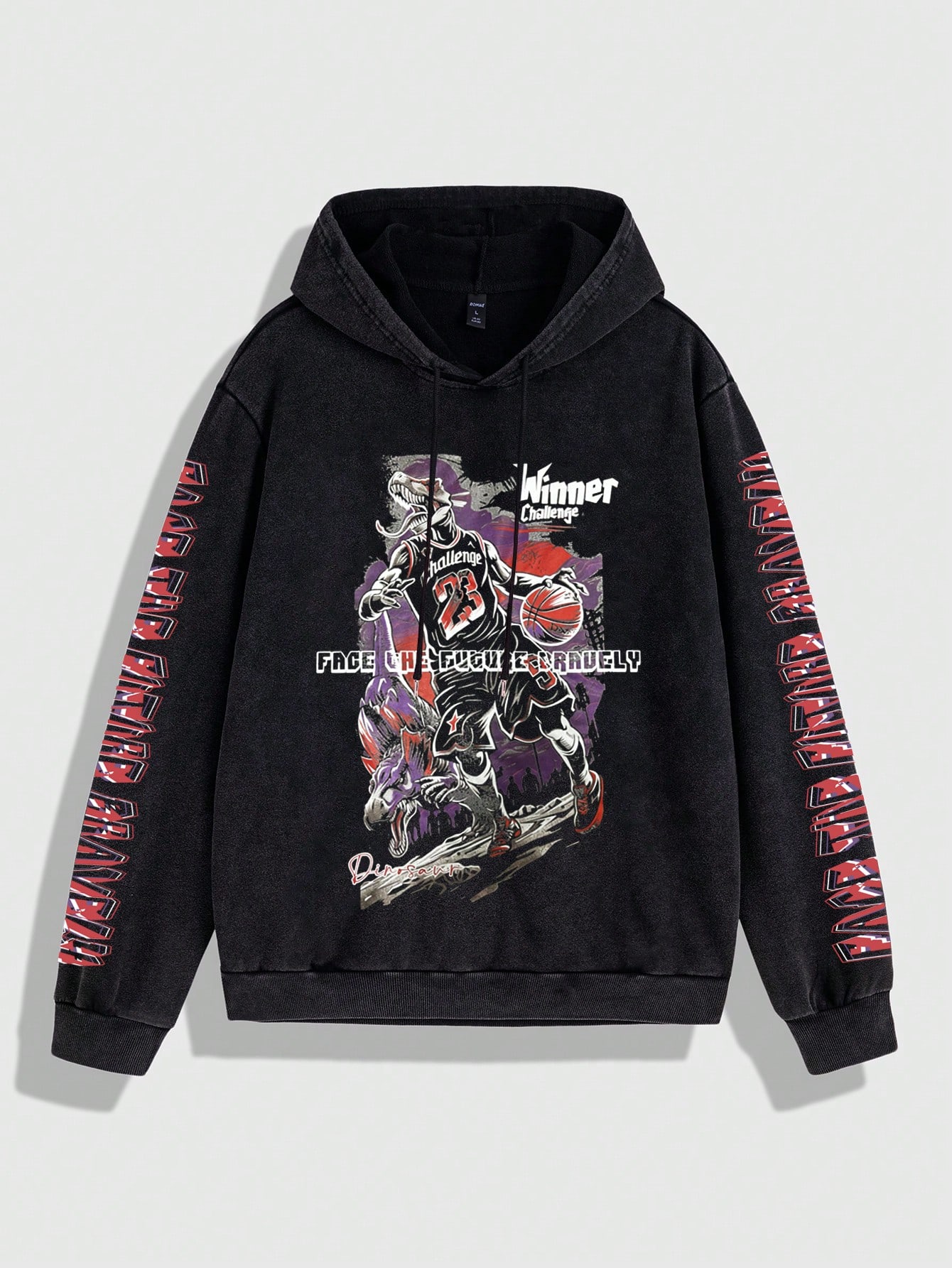 Street Life Men's Casual Snowflake, Letter And Cartoon Print Hooded Sweatshirt