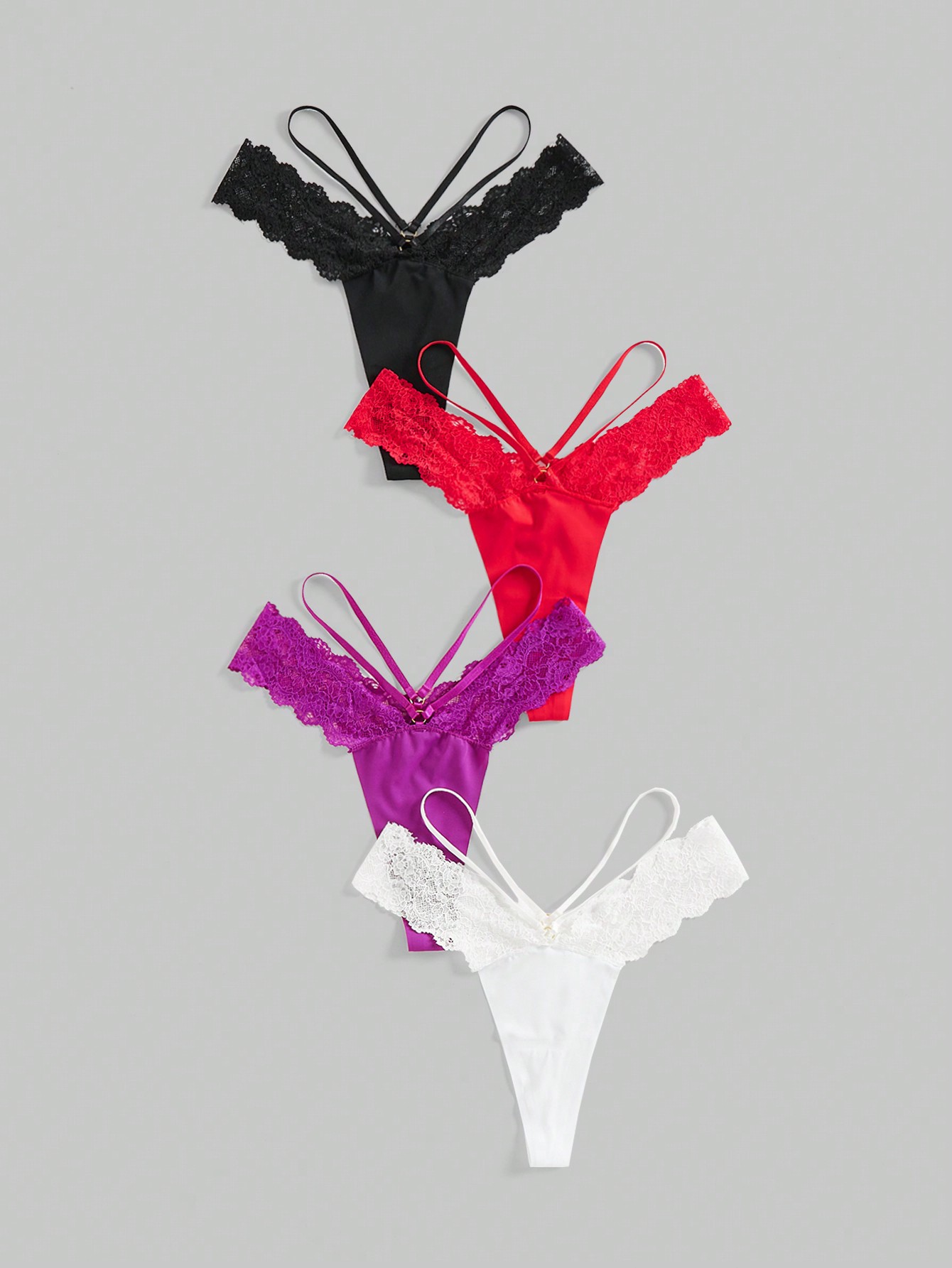 4pcs/Set Women Lace Trim Seamless G-String Panties