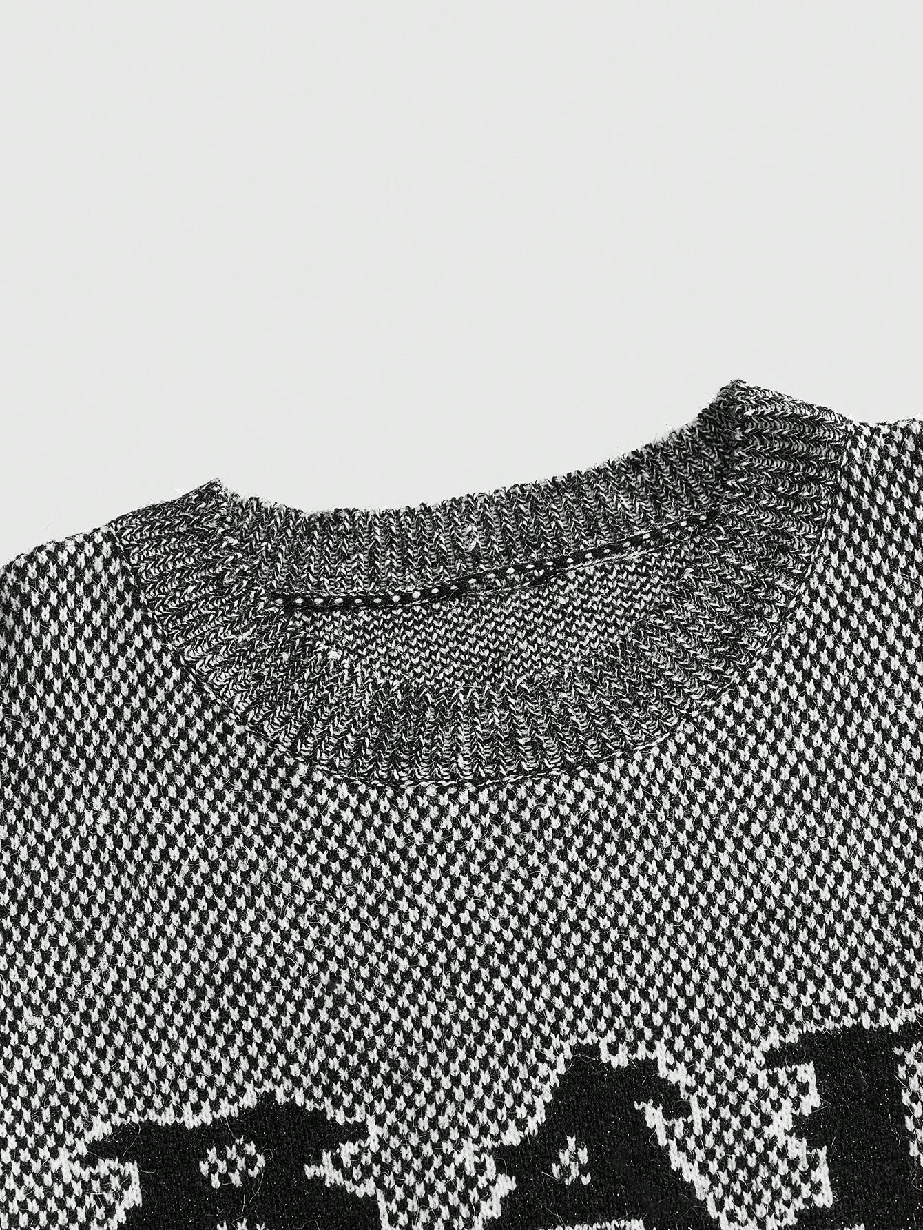 Grunge Punk Men's Casual Round Neck Long Sleeve Loose Knitted Letter Sweater For Autumn And Winter