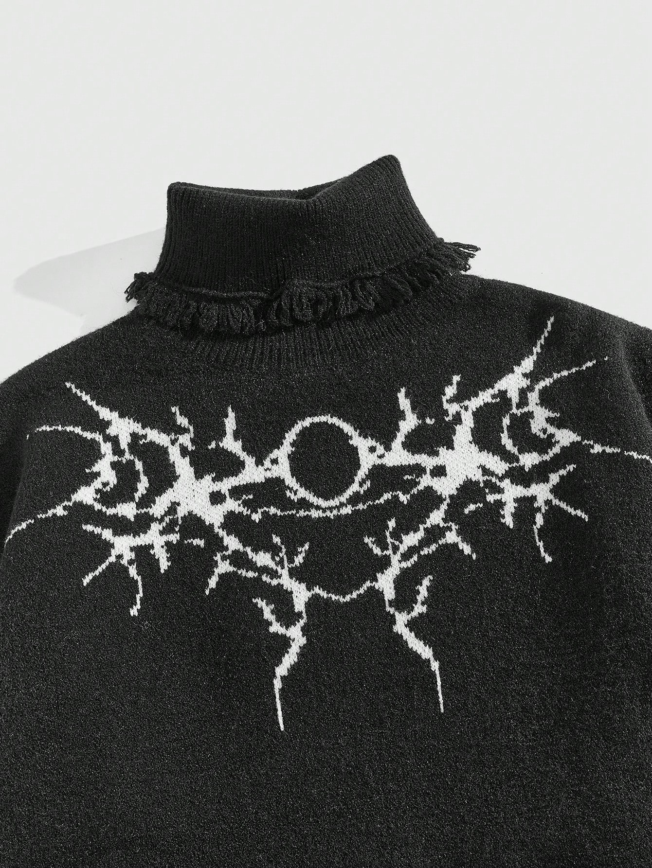 Goth Men's Graphic Print Casual Turtleneck Long Sleeve Pullover Sweater