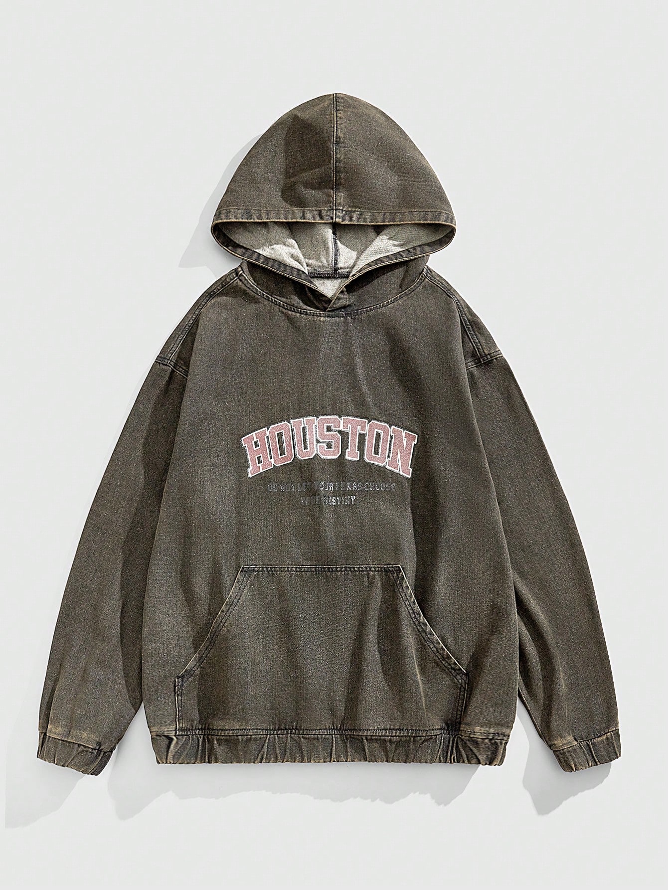 Street Life Men's Letter Print Drop Shoulder Casual Hoodie, Spring & Autumn