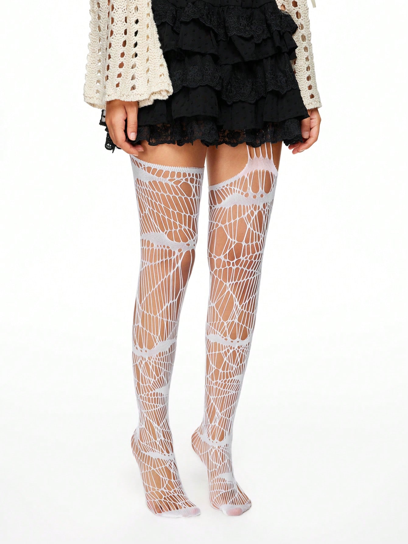 Fairycore 1pair Women Bat Decor Fishnet Stockings, Suitable For All Seasons, Halloween