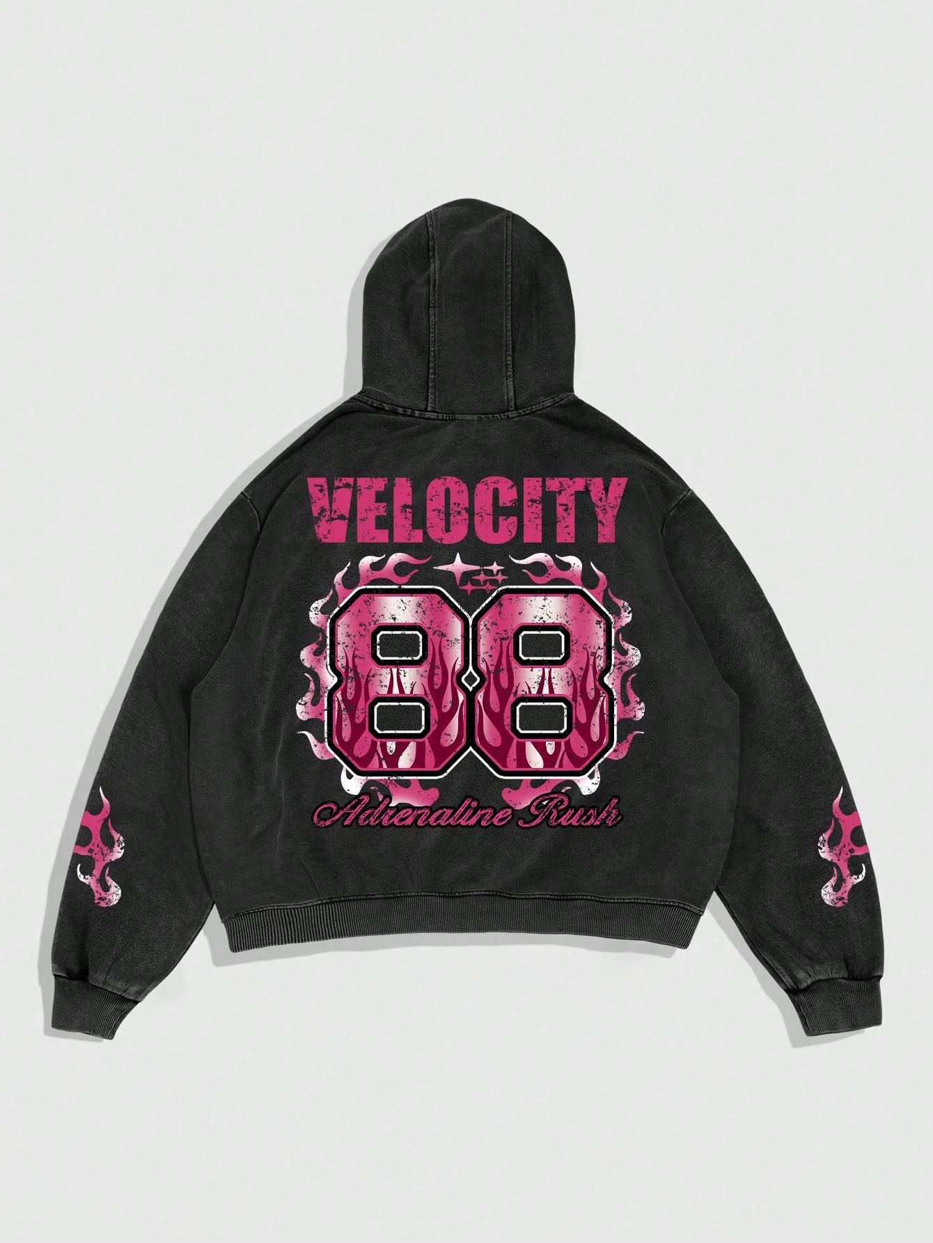 Street Life Men Casual Printed Letter & Number Zip-Up Hoodie