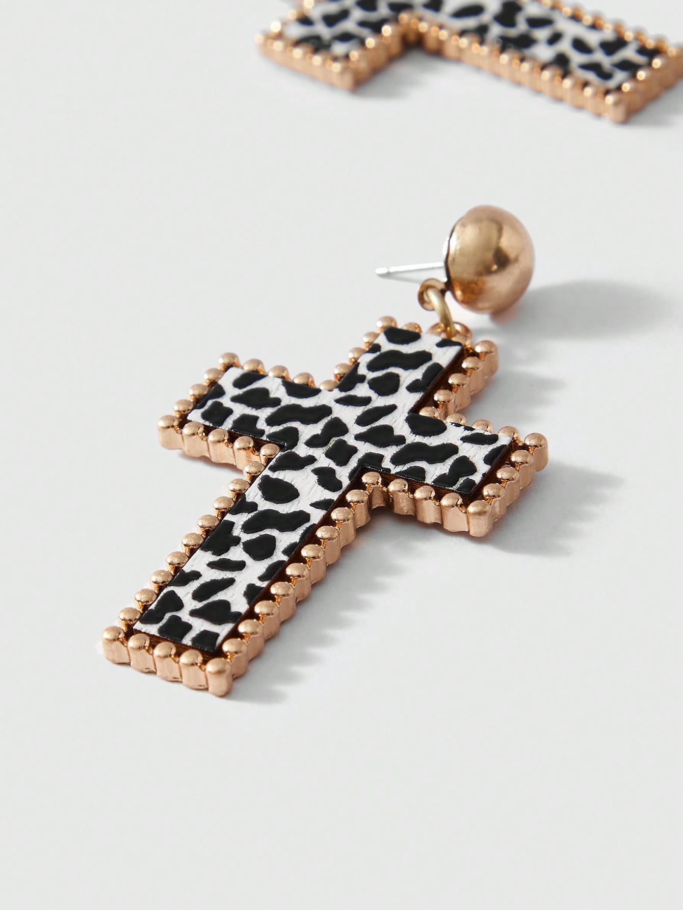 J-Fashion Halloween Fashionable Leopard Print Cross Drop Earrings, Suitable For Women Daily And Festival Wearing