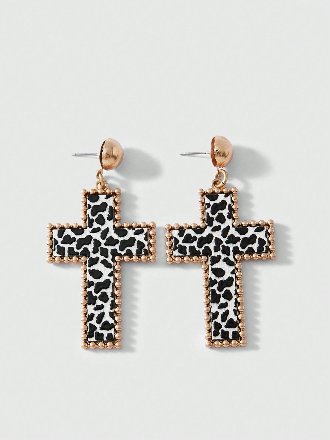 J-Fashion Halloween Fashionable Leopard Print Cross Drop Earrings, Suitable For Women Daily And Festival Wearing