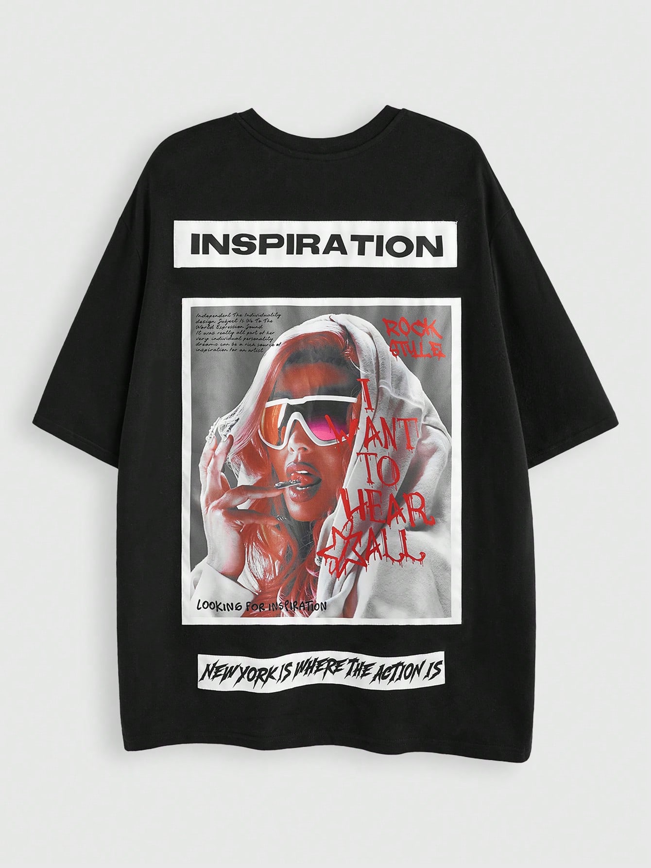 Street Life Men's Portrait Print Short Sleeve T-Shirt, Suitable For Everyday Wear In Spring/Summer