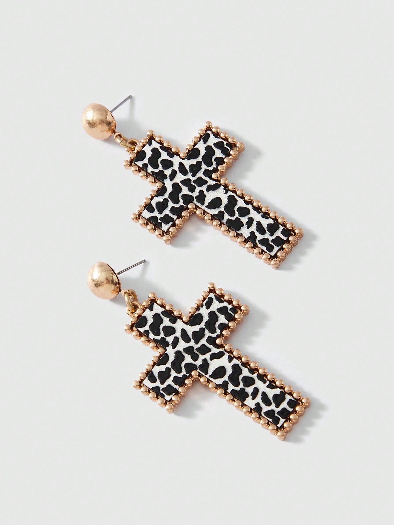 J-Fashion Halloween Fashionable Leopard Print Cross Drop Earrings, Suitable For Women Daily And Festival Wearing