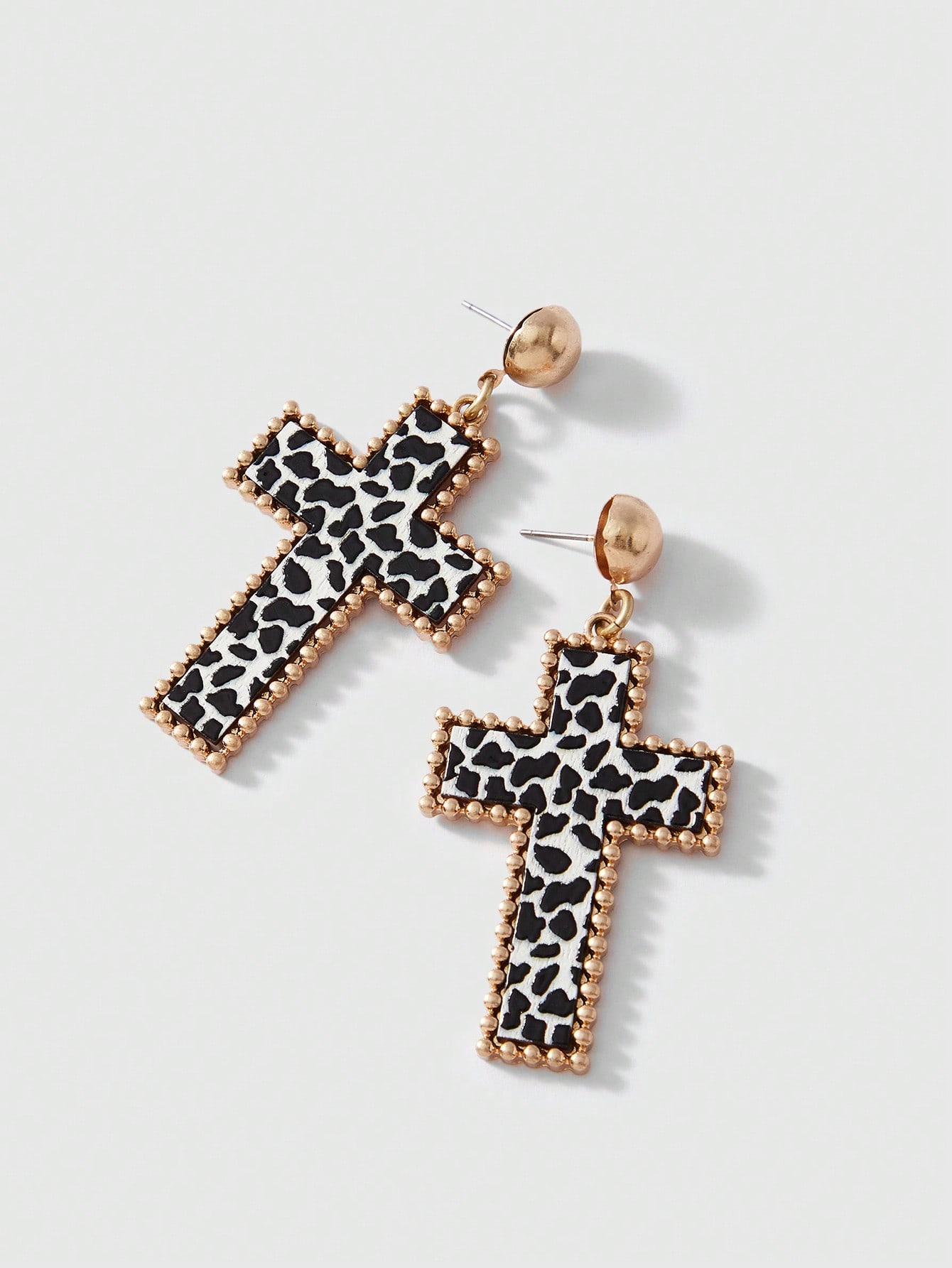 J-Fashion Halloween Fashionable Leopard Print Cross Drop Earrings, Suitable For Women Daily And Festival Wearing