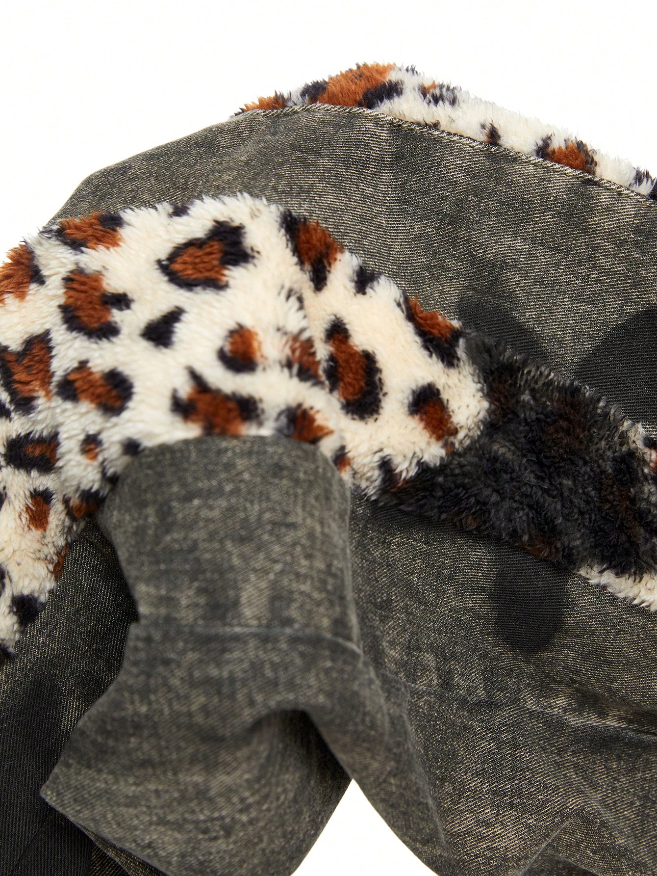 Grunge Punk Leopard Print Patch Pocket Casual Versatile Jeans