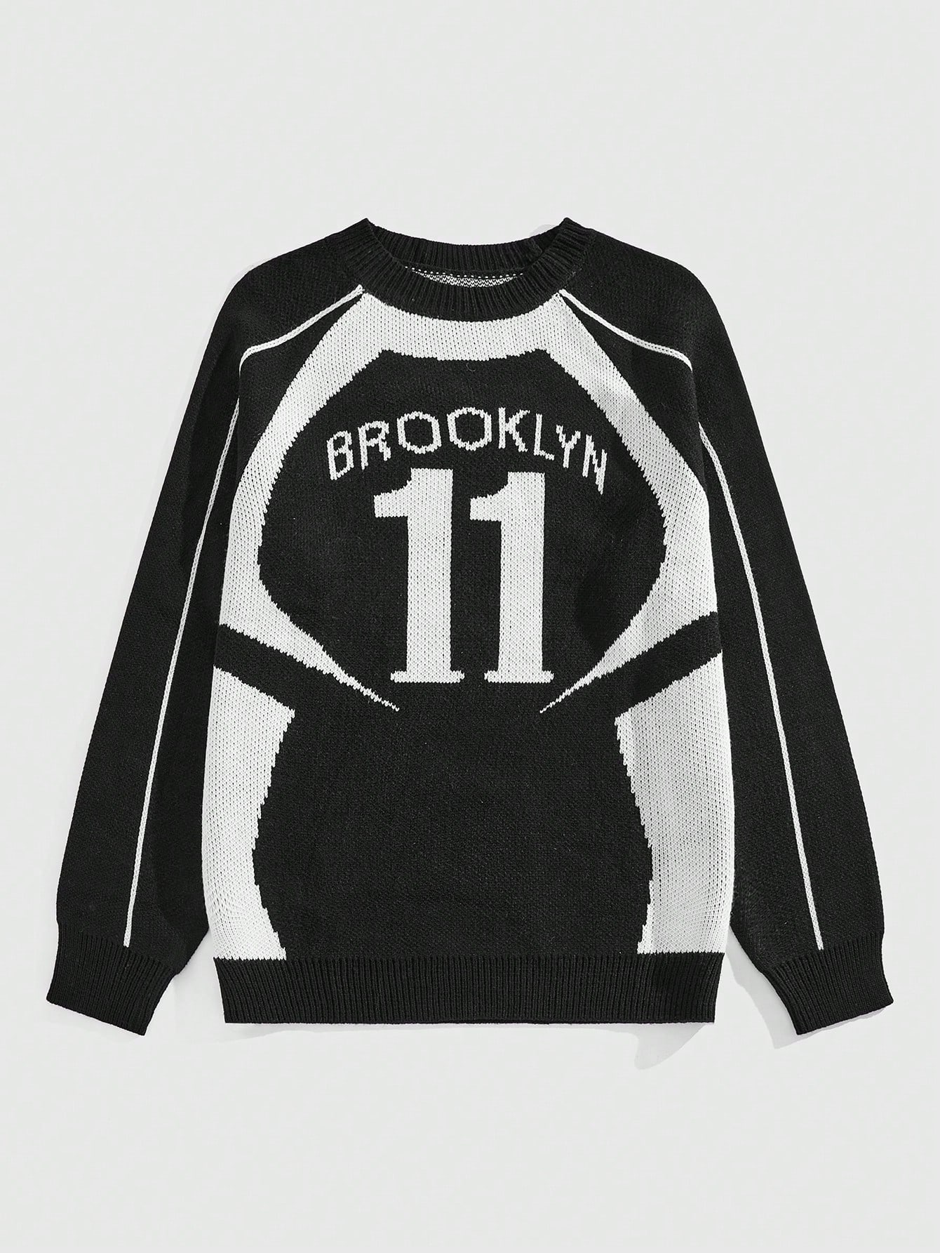 Street Life Men's Crew Neck Raglan Racing Number Knit Sweater