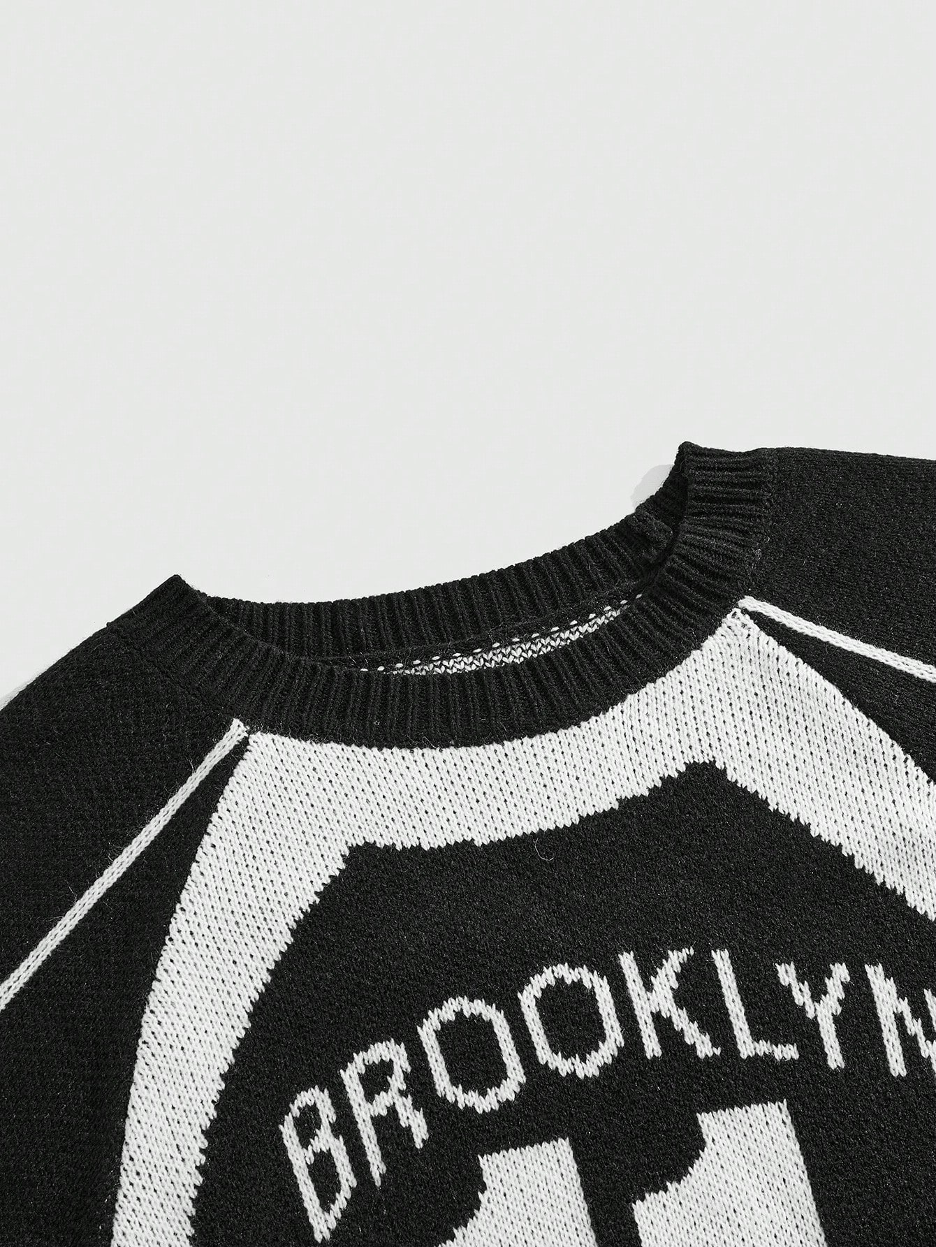 Street Life Men's Crew Neck Raglan Racing Number Knit Sweater