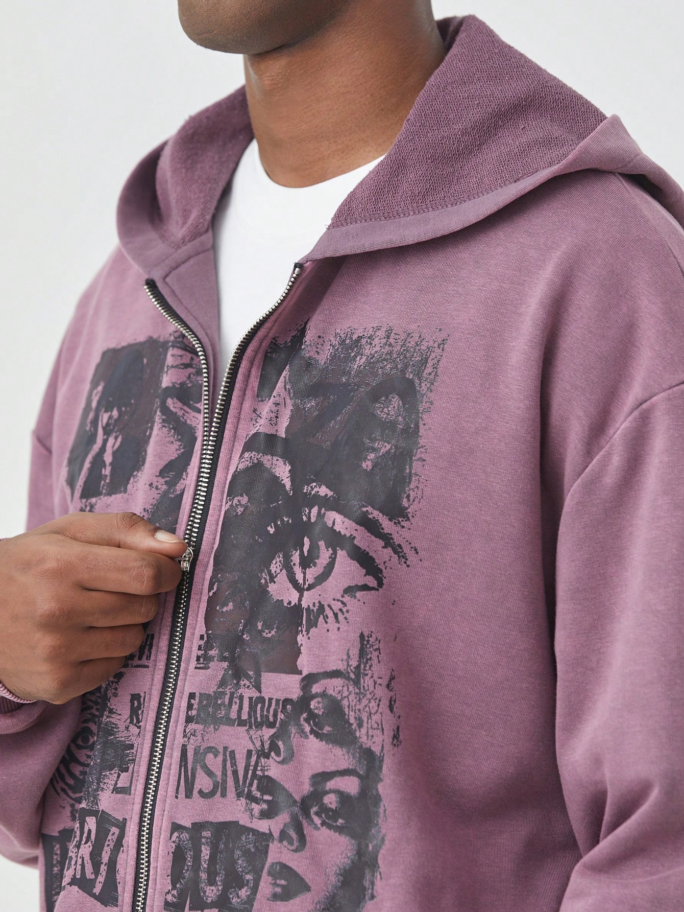 Goth Men's Vintage Graphic Print Hoodie Long Sleeve Zip-Up Sweatshirt