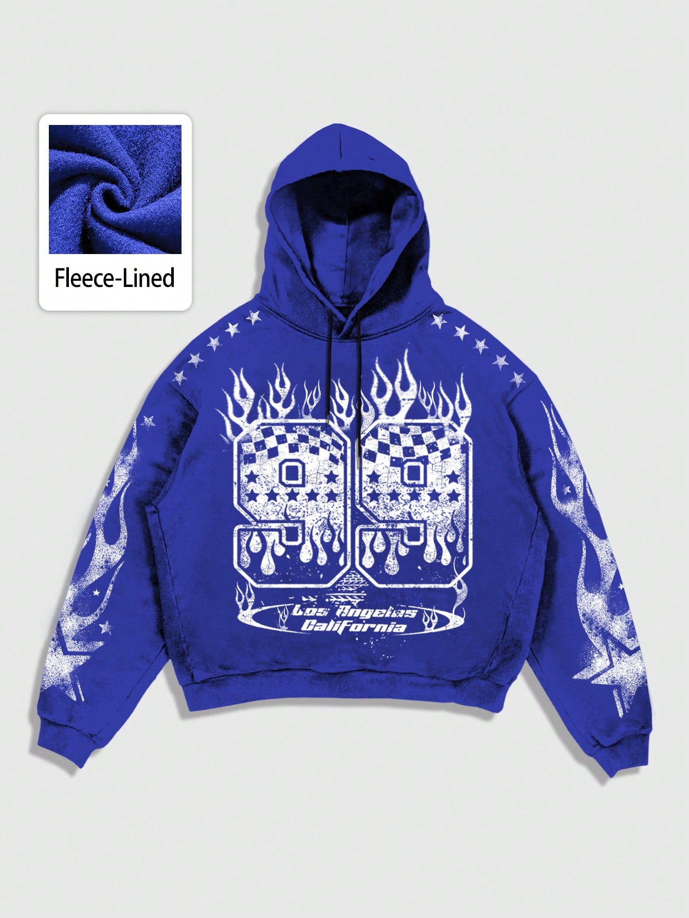 Street Life Men's Casual Flame Letter Print Thermal Lined Pullover Hoodie, Autumn/Winter