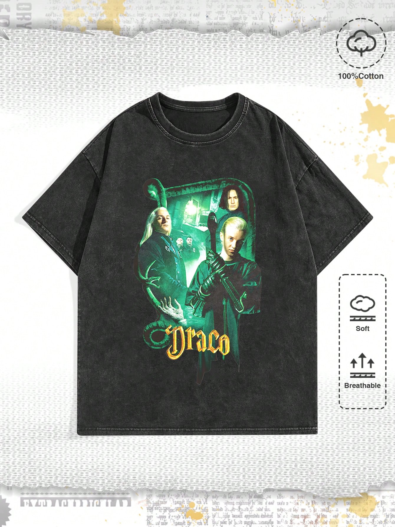 Harry Potter | ROMWE Men Figure & Letter Graphic T-Shirt, School