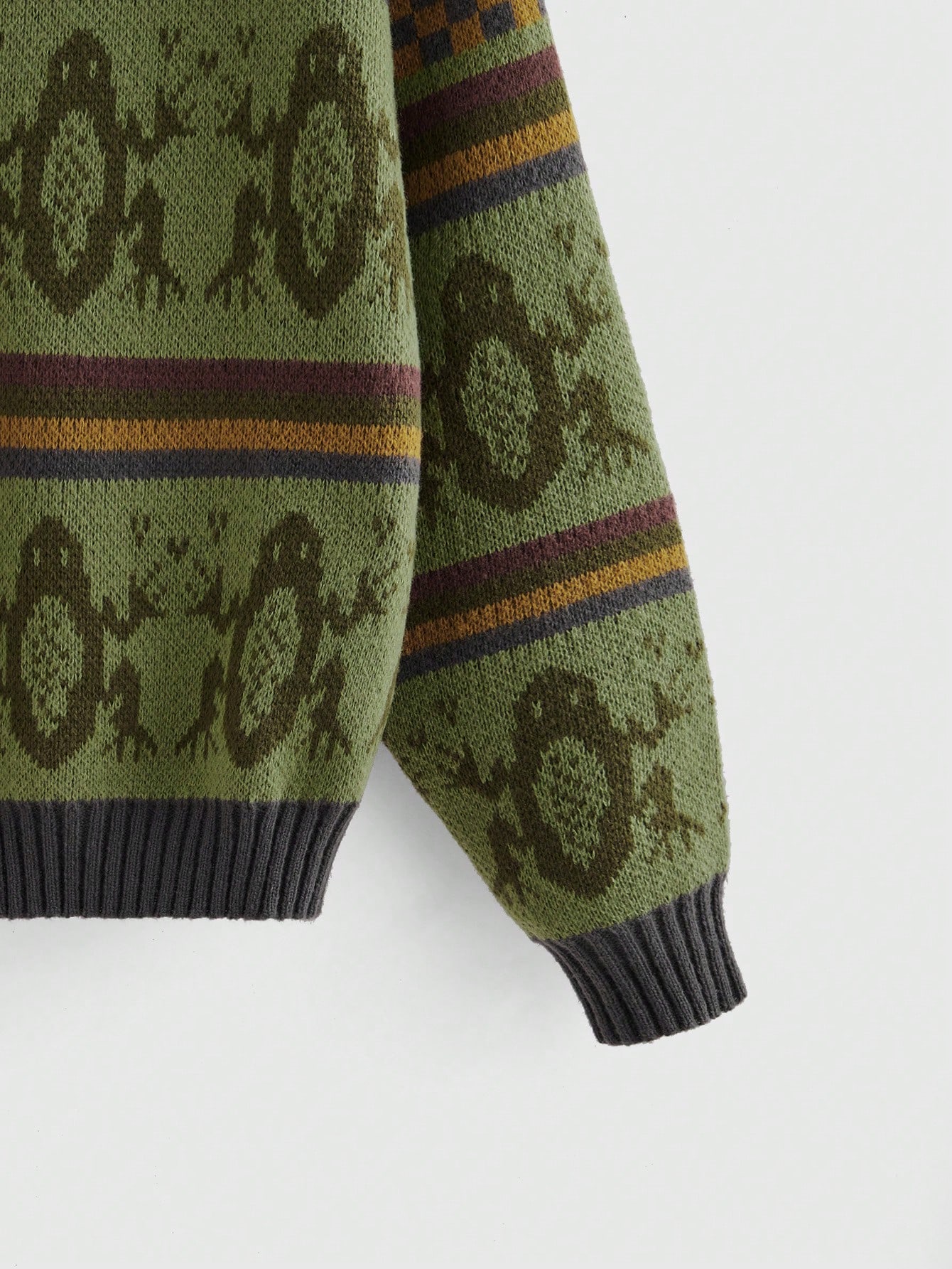 Fairycore Frog Pattern Knitted Pullover Sweater, Nature Inspired