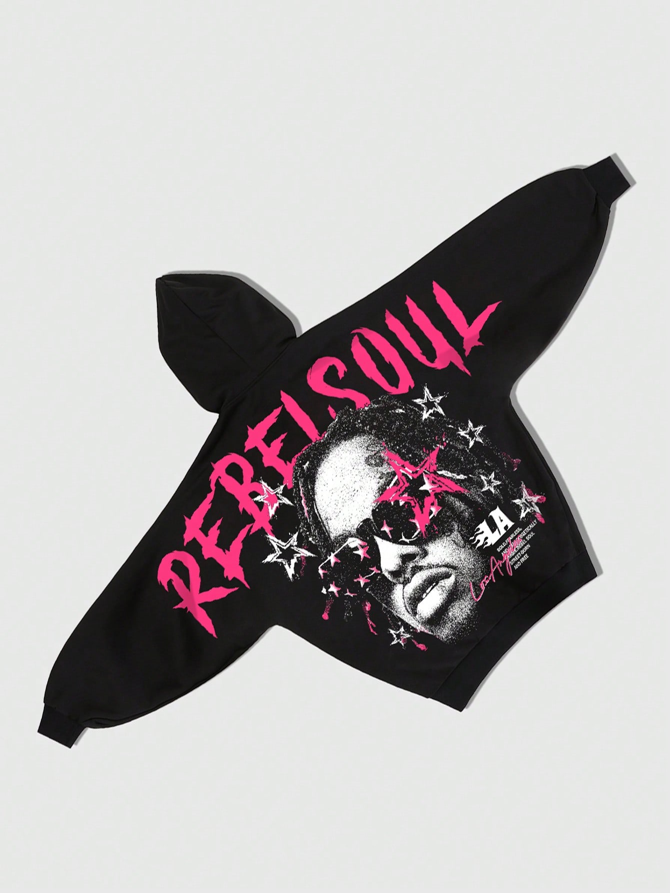 Street Life 1pc Men's Graphic Print Bat-Wing Sleeve Hooded Sweatshirt, Suitable For Casual Wear In Spring & Autumn