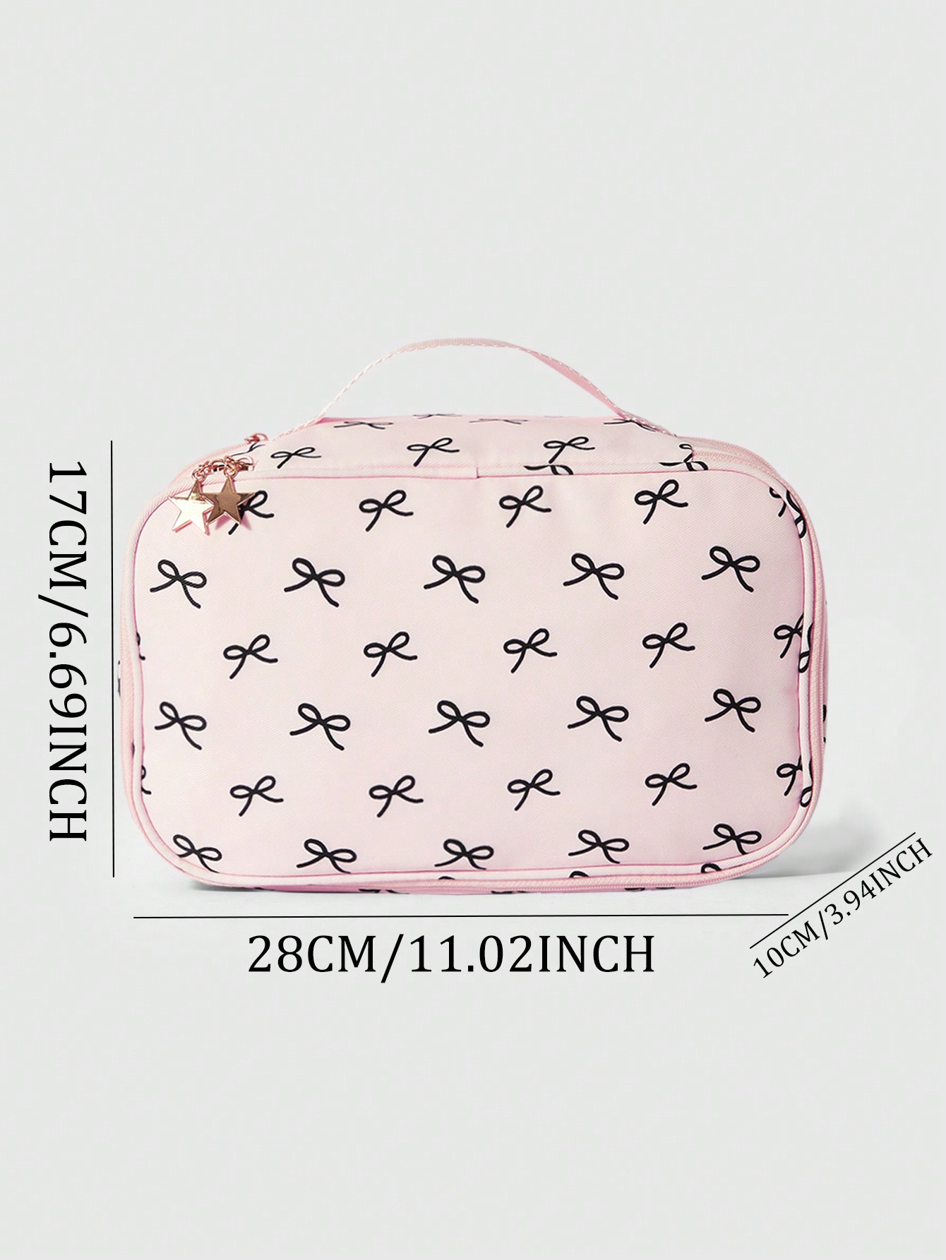 Kawaii Cartoon Pink Bow Large Capacity Portable Cosmetic Pouch For Women
