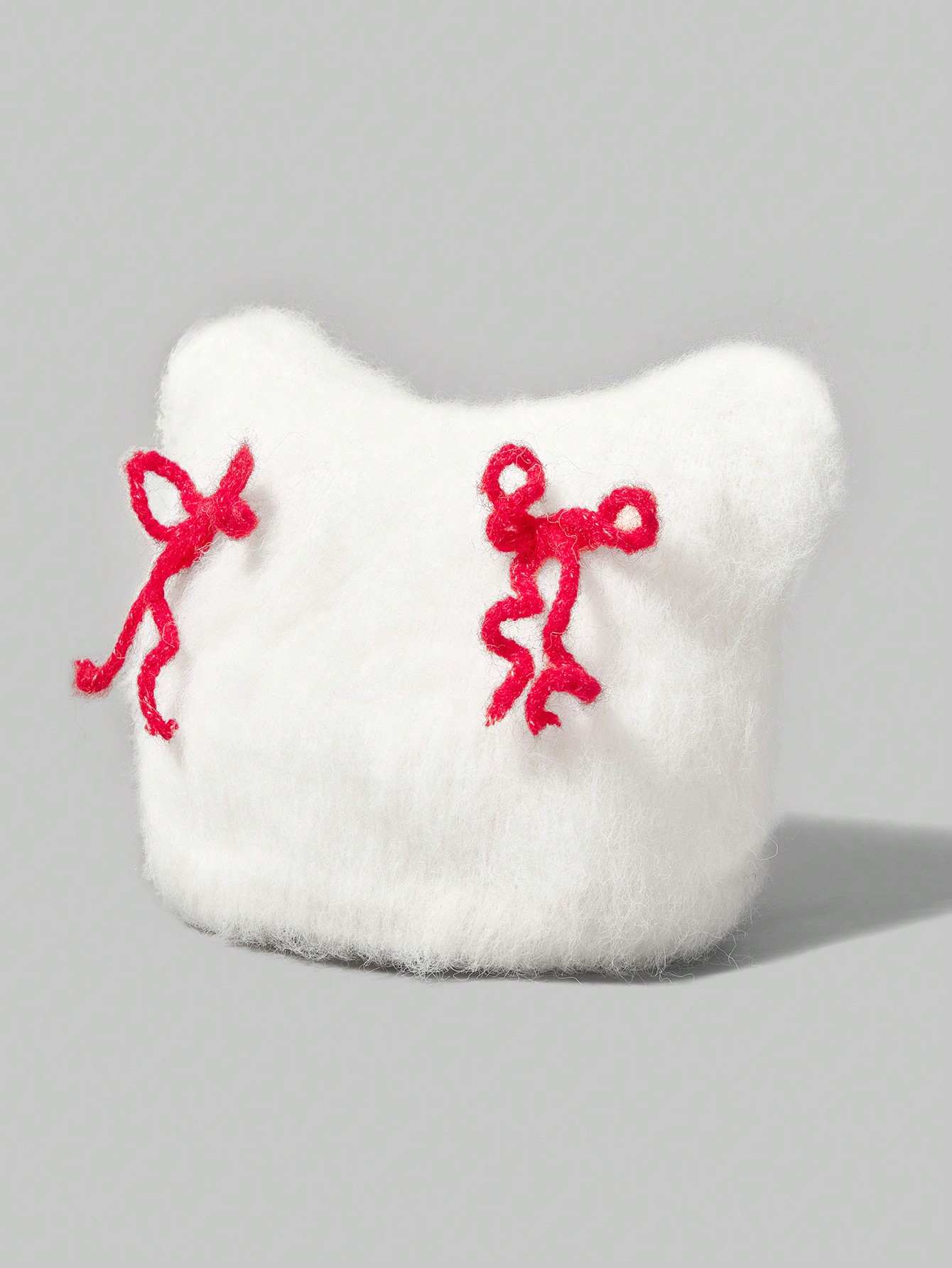 Kawaii 1pc Women Bow Knitted Hat, Suitable For Autumn And Winter Wear Valentines