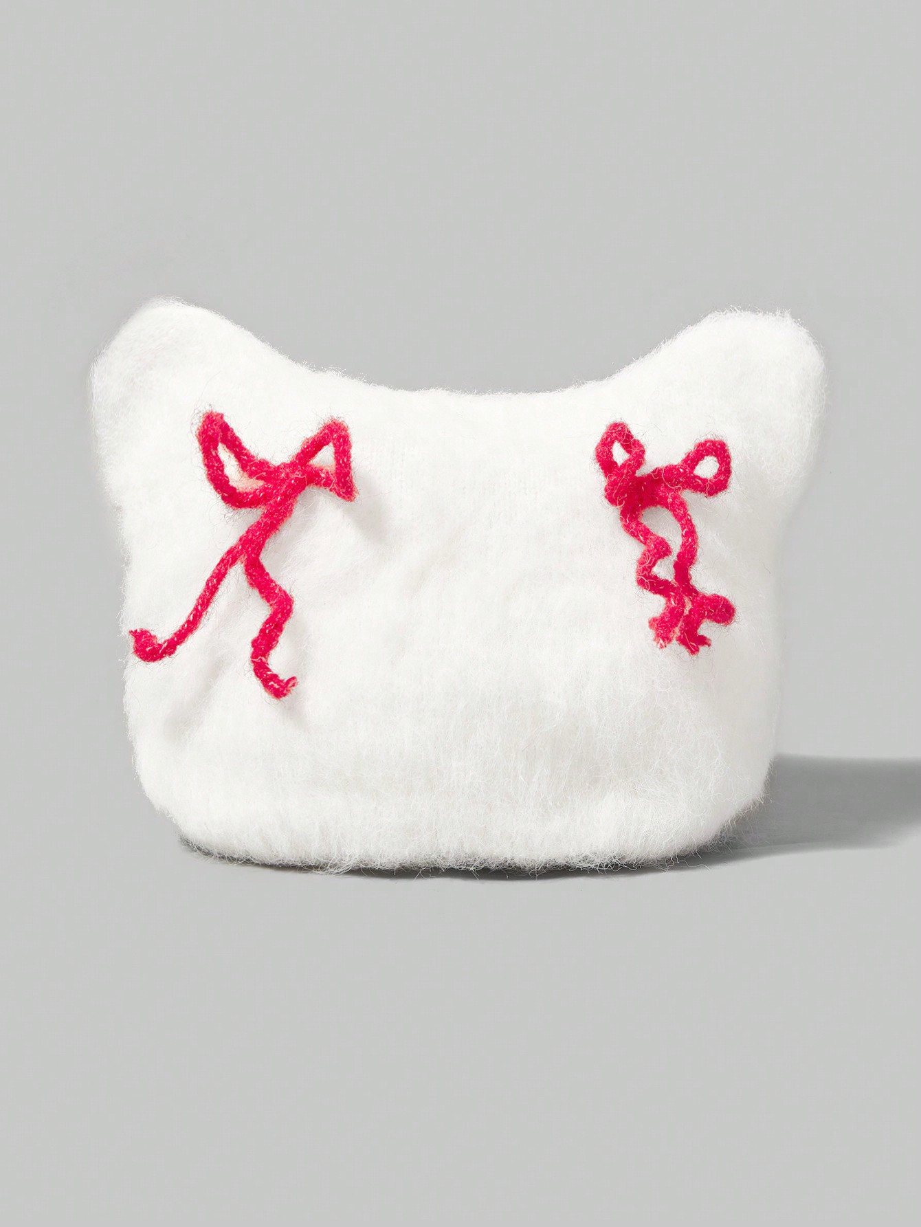 Kawaii 1pc Women Bow Knitted Hat, Suitable For Autumn And Winter Wear Valentines