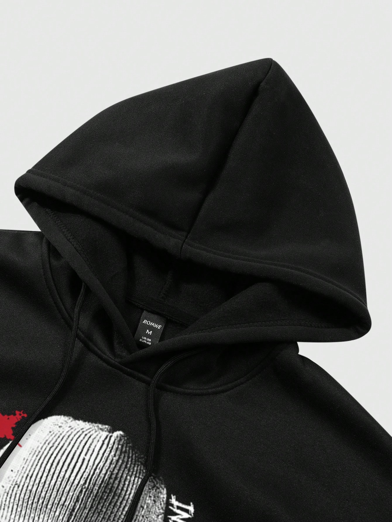 Street Life Men's Vintage Street Style Balaclava Print Hooded Drawstring Sweatshirt