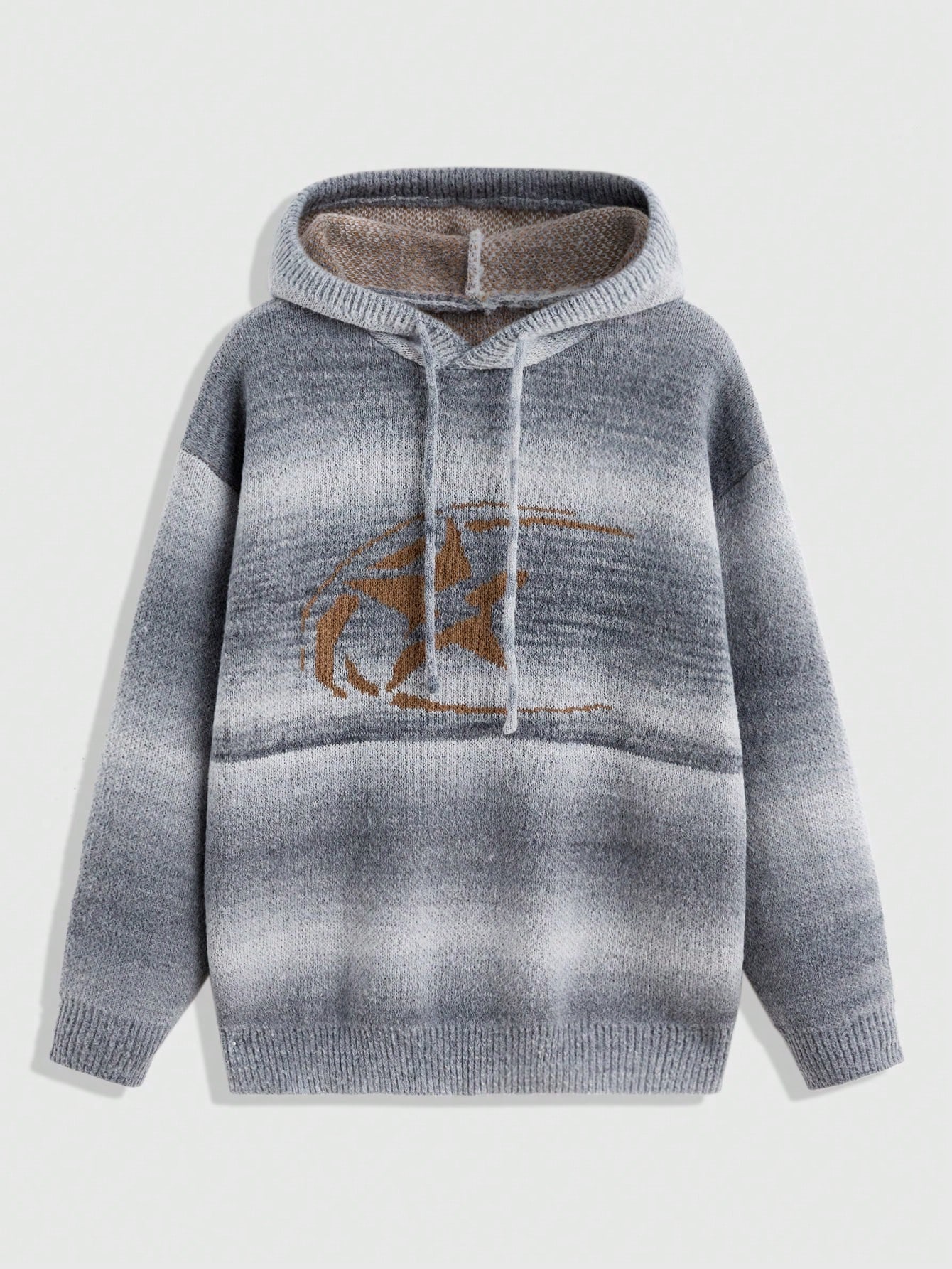 Street Life Men's Contrast Graphic Print Plush Hooded Collar Long Sleeve Pullover Sweater