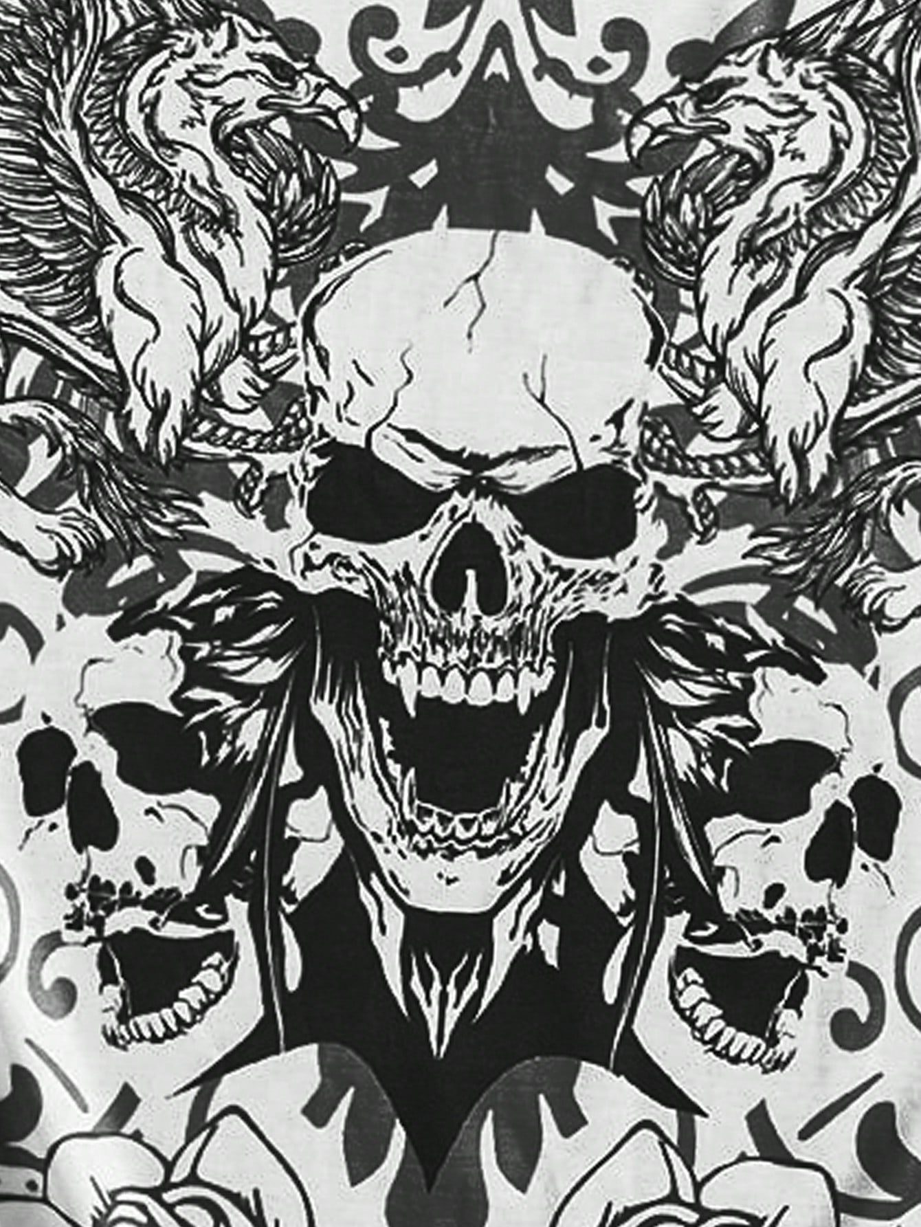 Goth Men Skull Print Tee, School