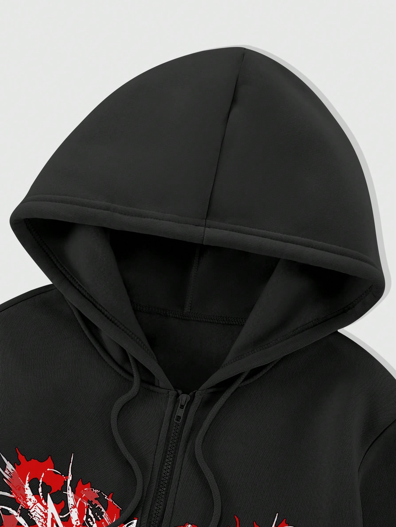 Goth Men's Casual Cross & Letter Print Warm Hooded Sweatshirt, Autumn/Winter