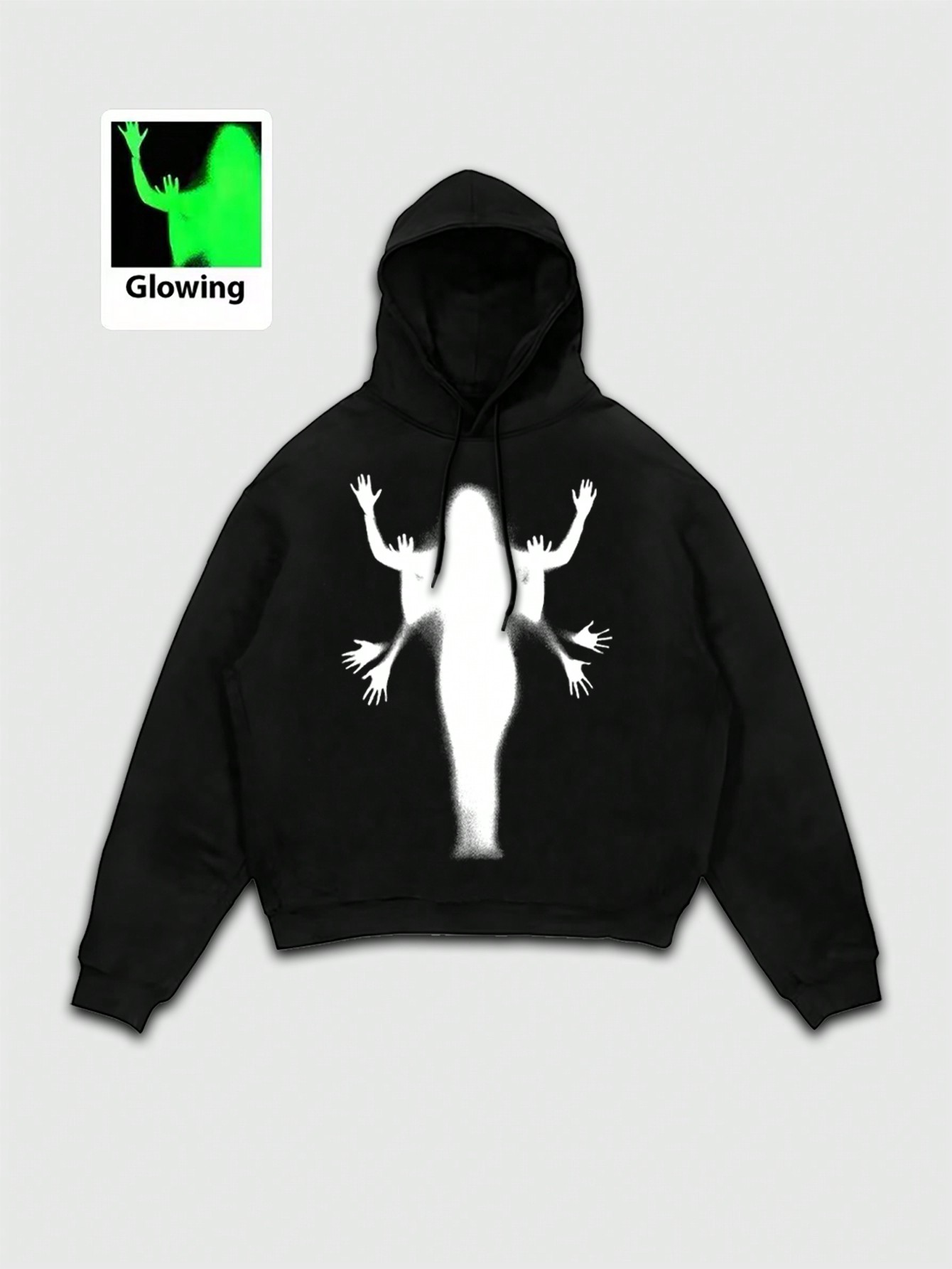Street Life Men's Glow-In-The-Dark Graphic Printed Long Sleeve Hooded Sweatshirt, Autumn/Winter