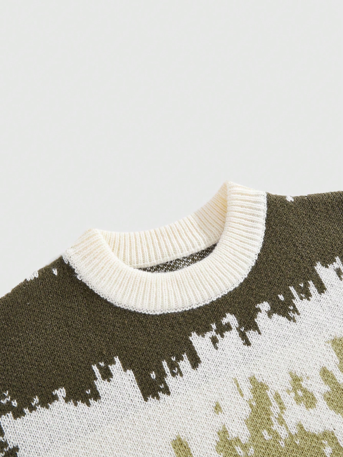 Street Life Men's Batik Print Round Neck Long Sleeve Loose Casual Pullover Sweater, Autumn/Winter