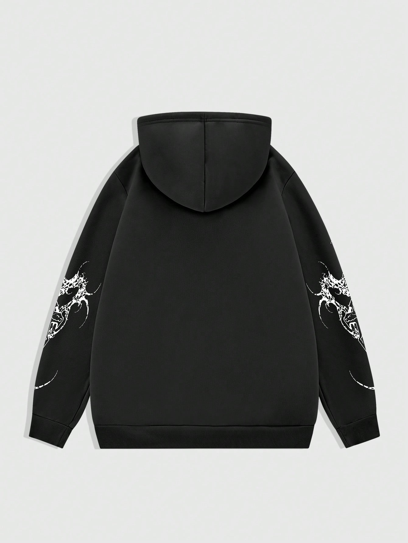 Goth Men's Casual Cross & Letter Print Warm Hooded Sweatshirt, Autumn/Winter